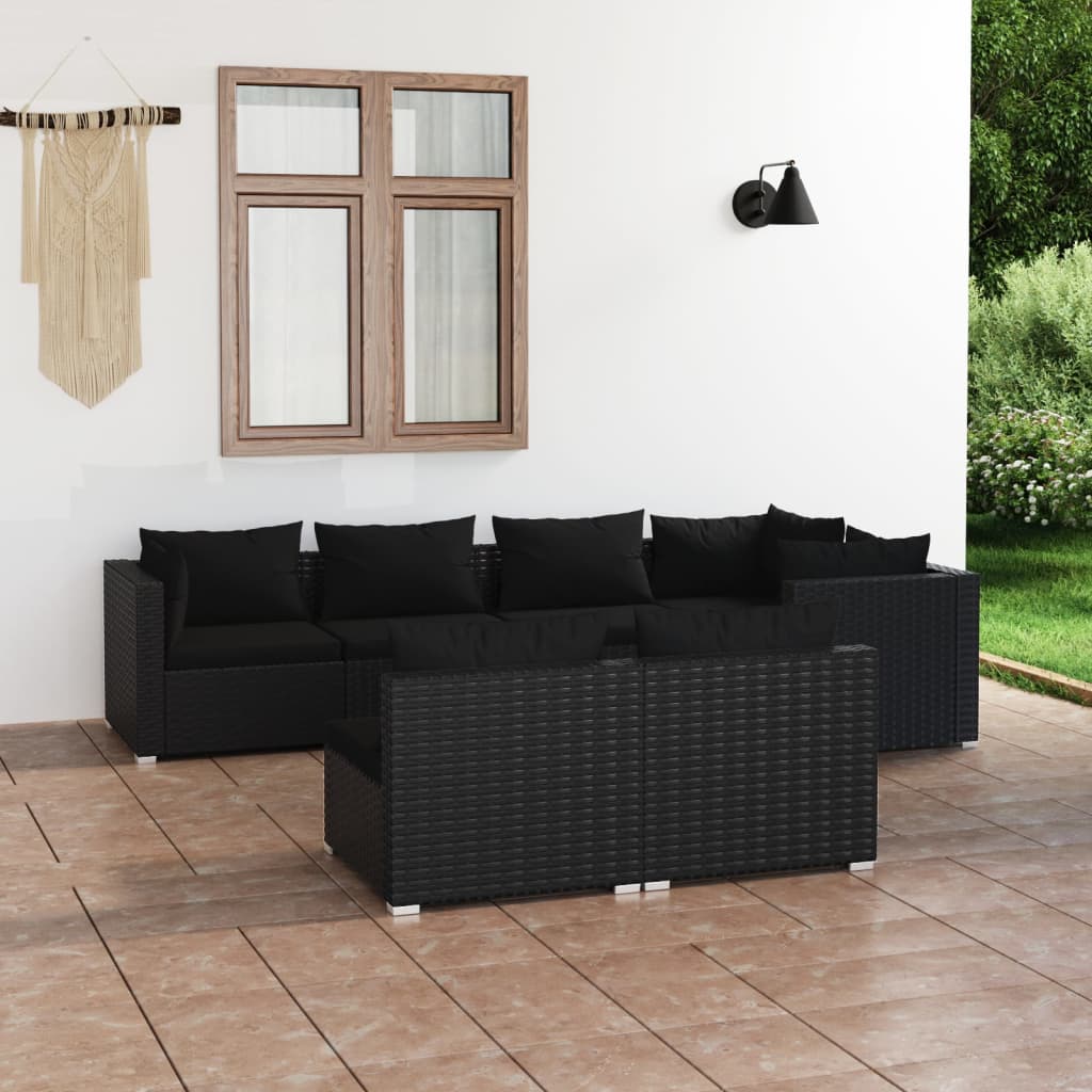 8720286990889_m_en_hd_1 vidaXL 7 Piece Garden Lounge Set with Cushions Black Poly Rattan - Image 1
