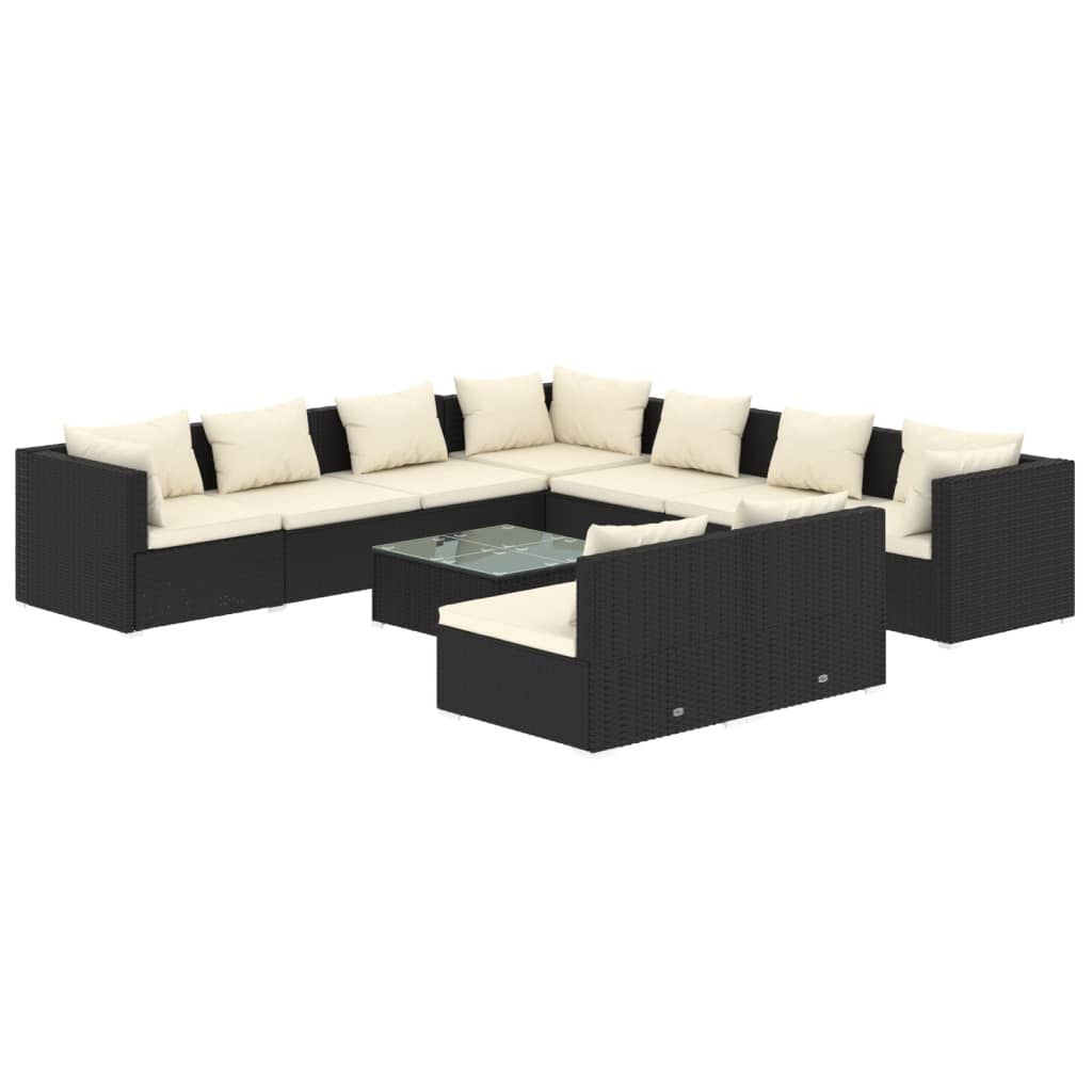 8720286991275_a_en_hd_1 vidaXL 10 Piece Garden Lounge Set with Cushions Black Poly Rattan - Image 2