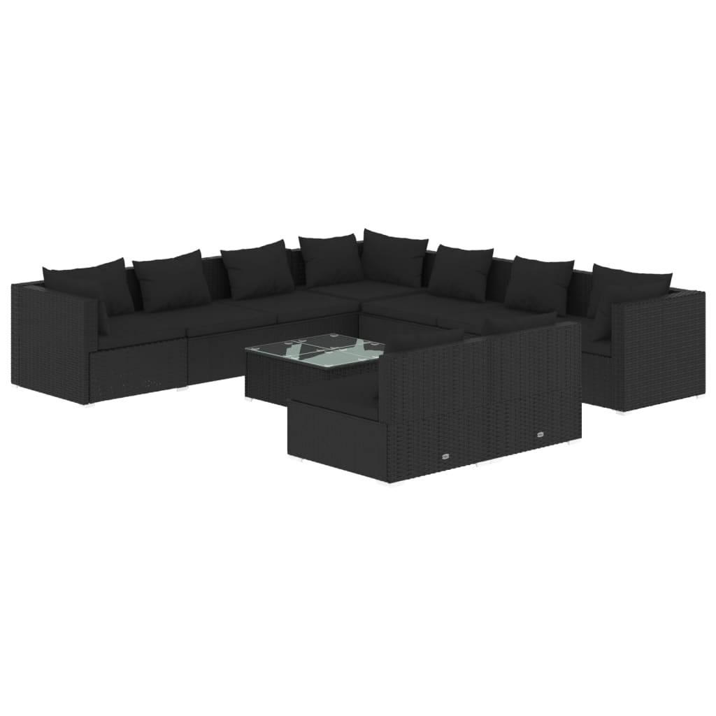 8720286991282_a_en_hd_1 vidaXL 10 Piece Garden Lounge Set with Cushions Black Poly Rattan - Image 2