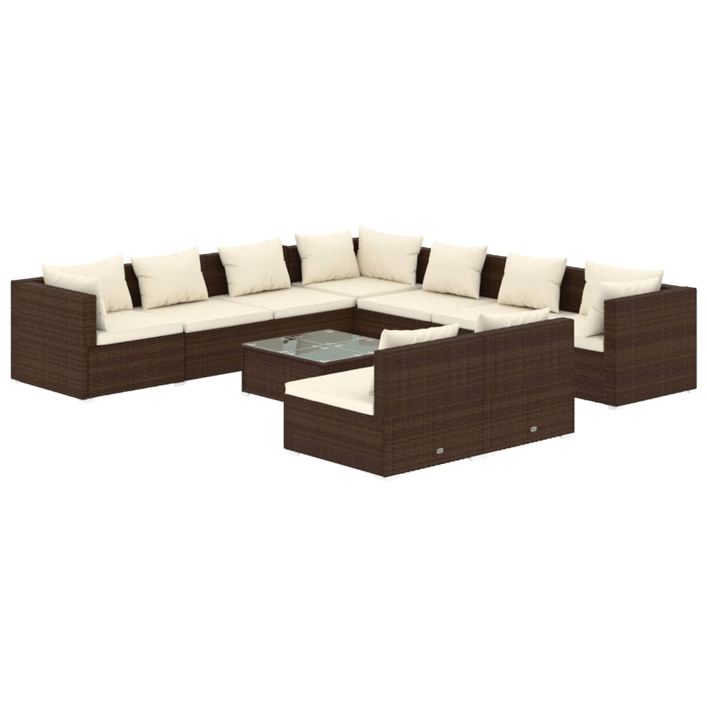 8720286991305_a_en_hd_1 vidaXL 10 Piece Garden Lounge Set with Cushions Brown Poly Rattan - Image 2