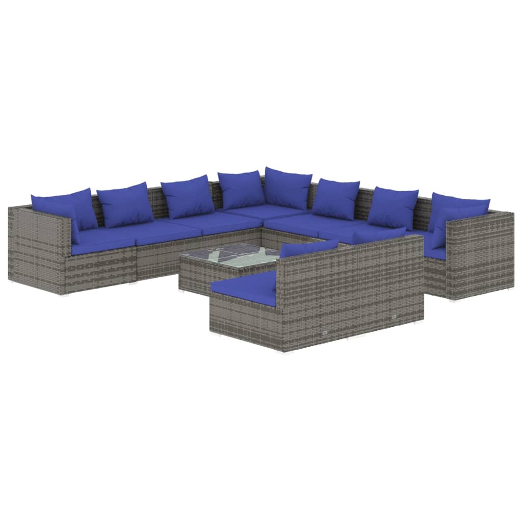 8720286991343_a_en_hd_1 vidaXL 10 Piece Garden Lounge Set with Cushions Grey Poly Rattan - Image 2