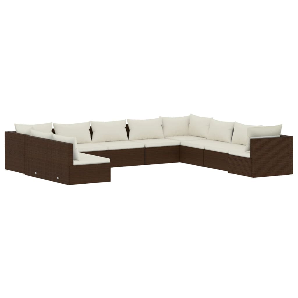8720286991381_a_en_hd_1 vidaXL 10 Piece Garden Lounge Set with Cushions Brown Poly Rattan - Image 2
