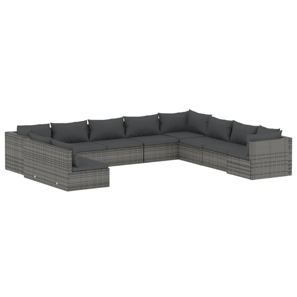8720286991411_a_en_hd_1 vidaXL 10 Piece Garden Lounge Set with Cushions Grey Poly Rattan - Image 2