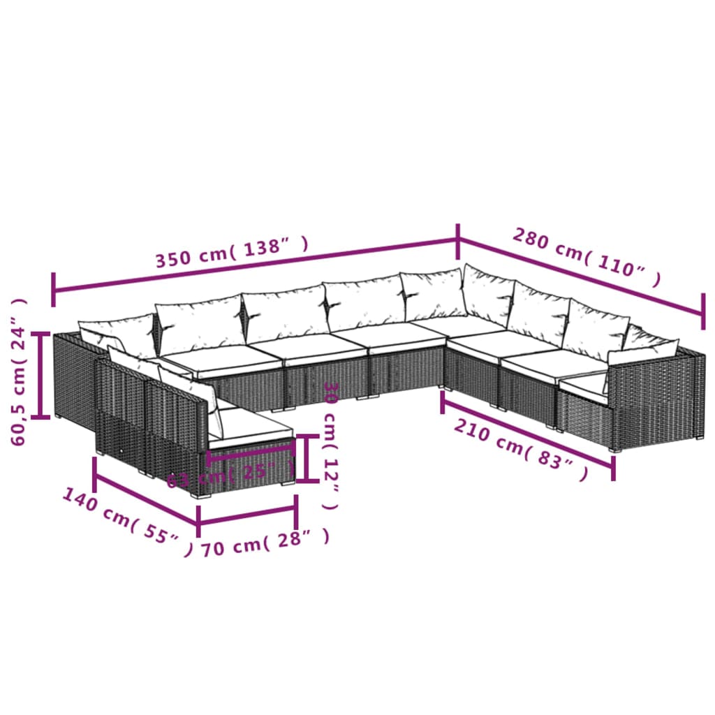 8720286991411_g_en_hd_3 vidaXL 10 Piece Garden Lounge Set with Cushions Grey Poly Rattan - Image 5