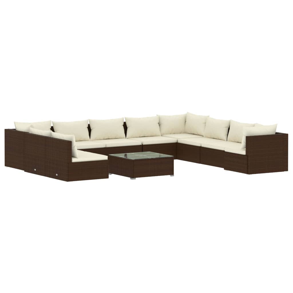 8720286991466_a_en_hd_1 vidaXL 11 Piece Garden Lounge Set with Cushions Brown Poly Rattan - Image 2