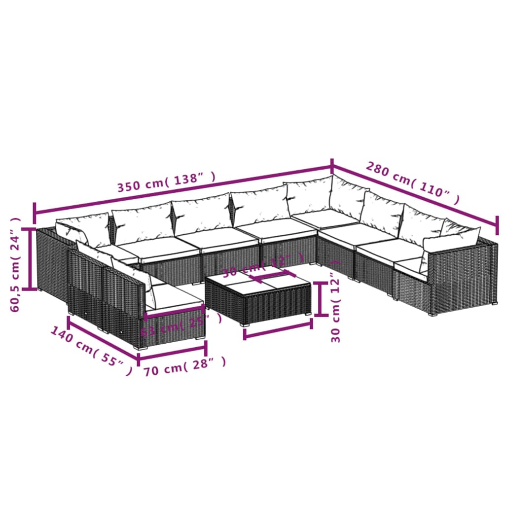 8720286991466_g_en_hd_4 vidaXL 11 Piece Garden Lounge Set with Cushions Brown Poly Rattan - Image 6