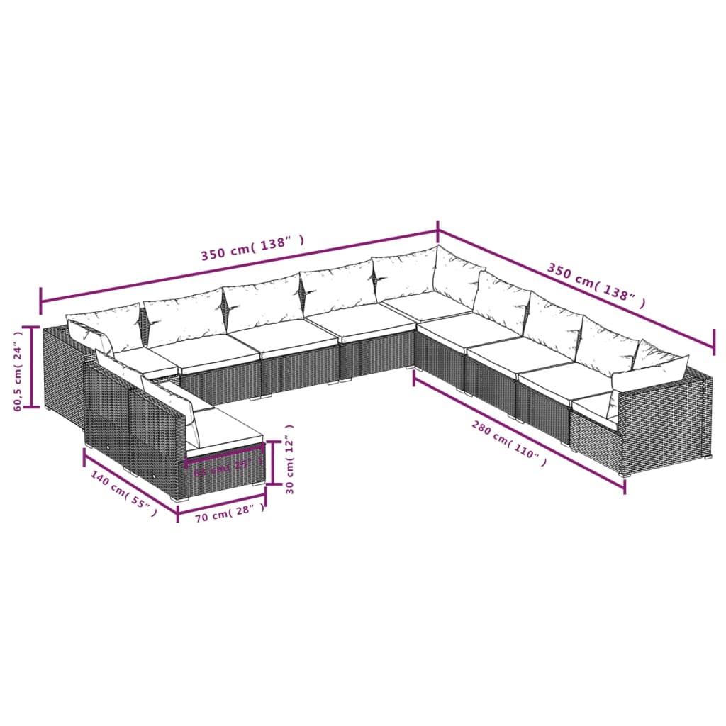 8720286991541_g_en_hd_3 vidaXL 11 Piece Garden Lounge Set with Cushions Brown Poly Rattan - Image 5