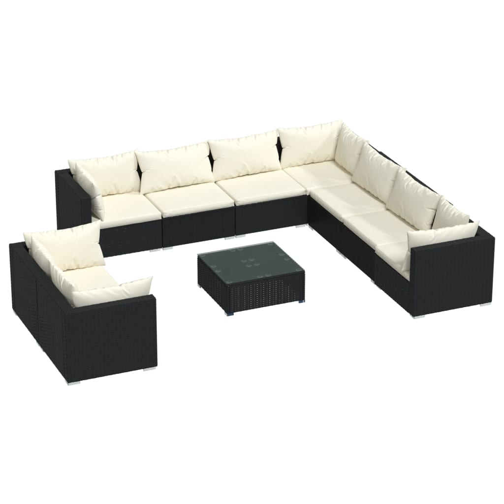 8720286992074_a_en_hd_1 vidaXL 10 Piece Garden Lounge Set with Cushions Black Poly Rattan - Image 2