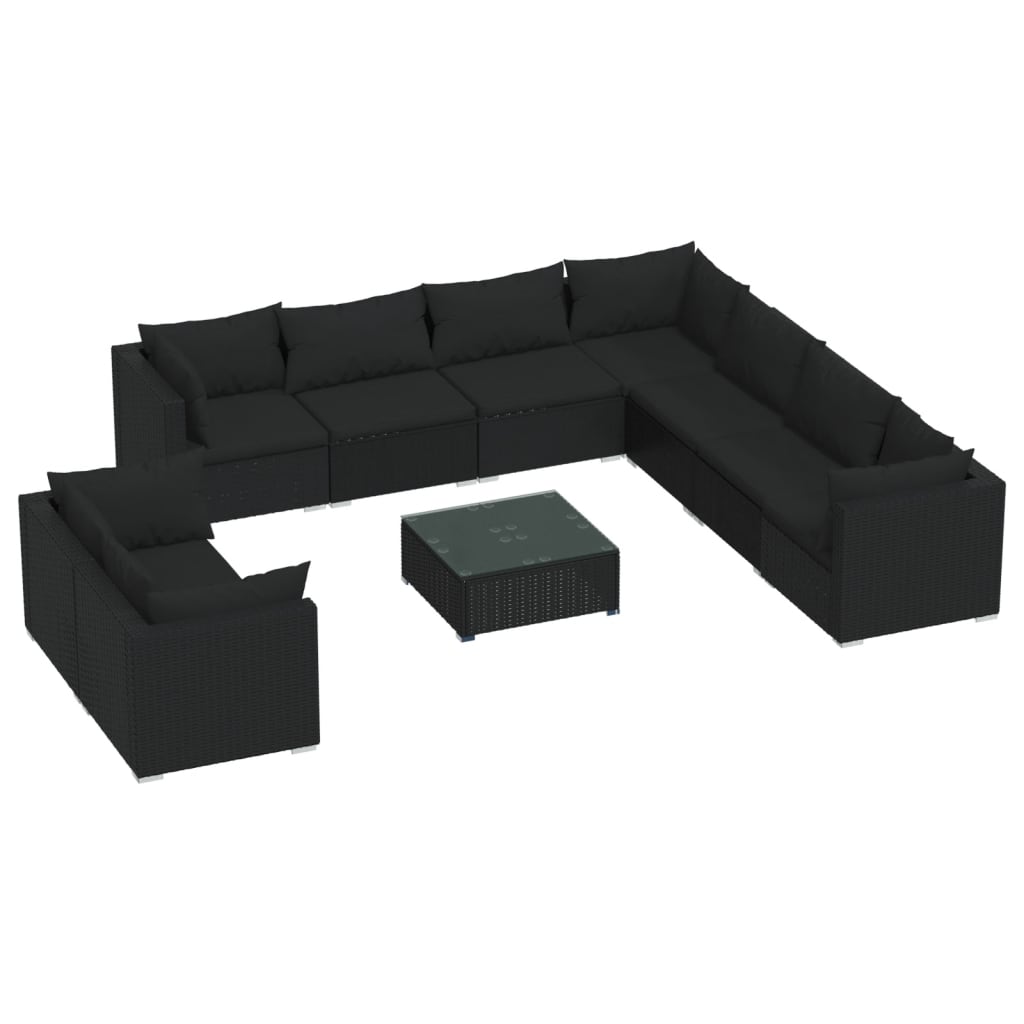 8720286992081_a_en_hd_1 vidaXL 10 Piece Garden Lounge Set with Cushions Black Poly Rattan - Image 2