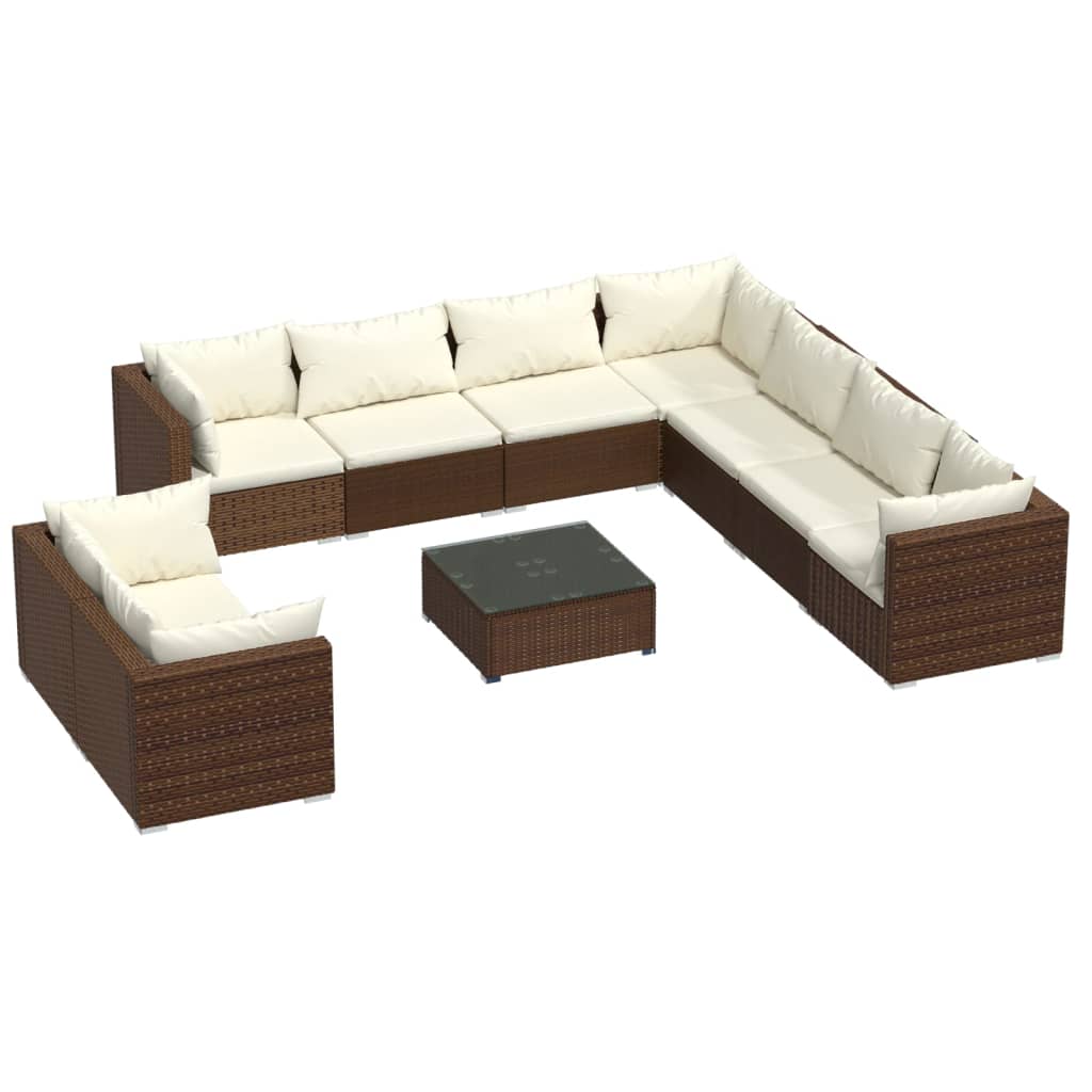 8720286992104_a_en_hd_1 vidaXL 10 Piece Garden Lounge Set with Cushions Brown Poly Rattan - Image 2