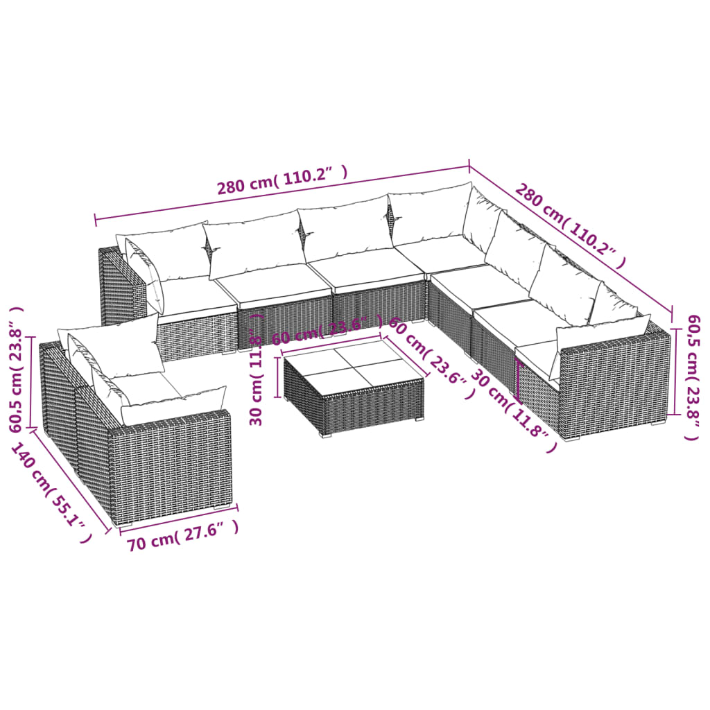 8720286992104_g_en_hd_4 vidaXL 10 Piece Garden Lounge Set with Cushions Brown Poly Rattan - Image 6