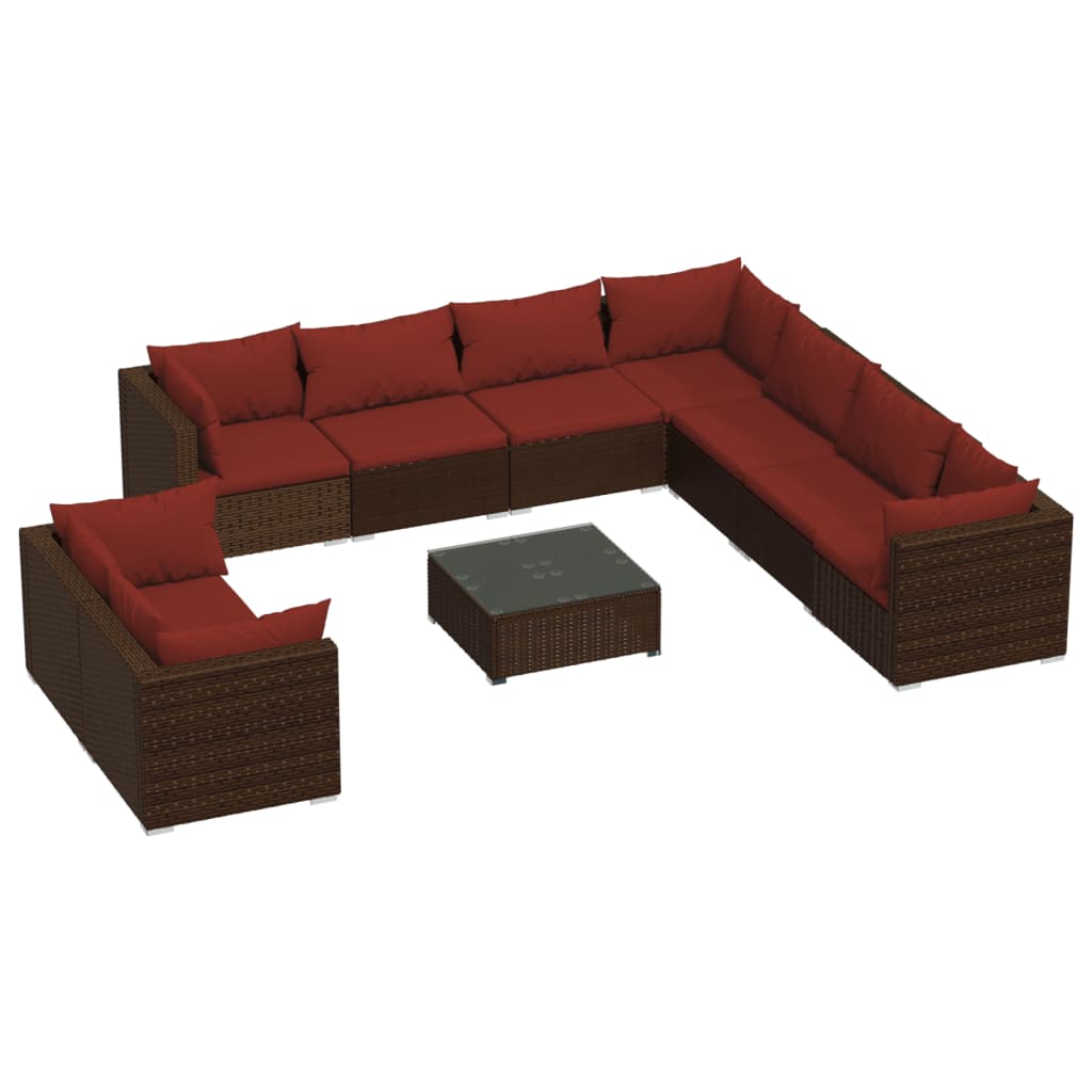 8720286992111_a_en_hd_1 vidaXL 10 Piece Garden Lounge Set with Cushions Brown Poly Rattan - Image 2