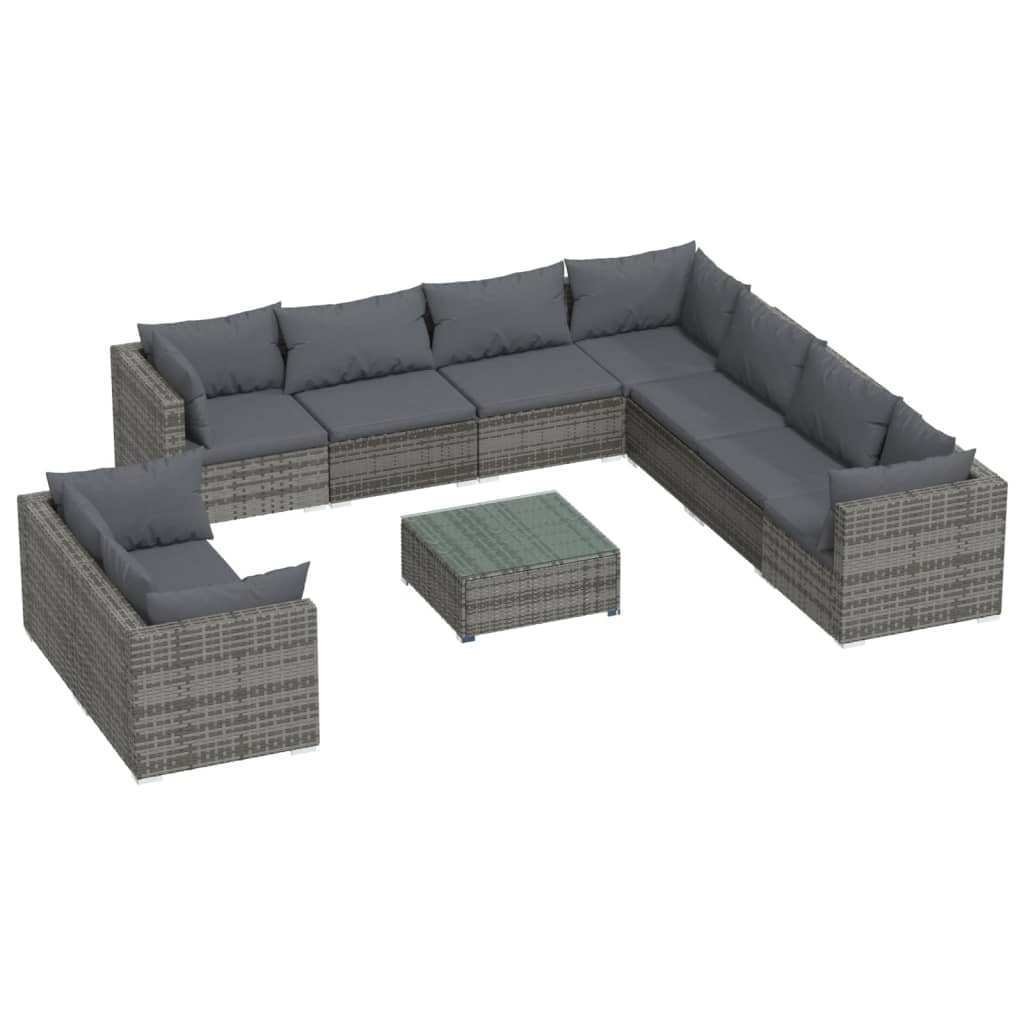 8720286992135_a_en_hd_1 vidaXL 10 Piece Garden Lounge Set with Cushions Grey Poly Rattan - Image 2