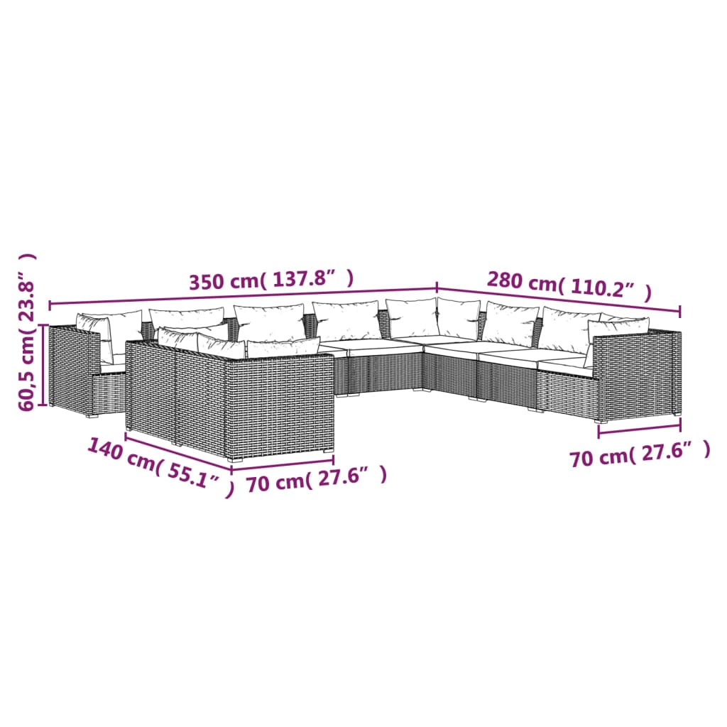 8720286992210_g_en_hd_3 vidaXL 10 Piece Garden Lounge Set with Cushions Grey Poly Rattan - Image 5
