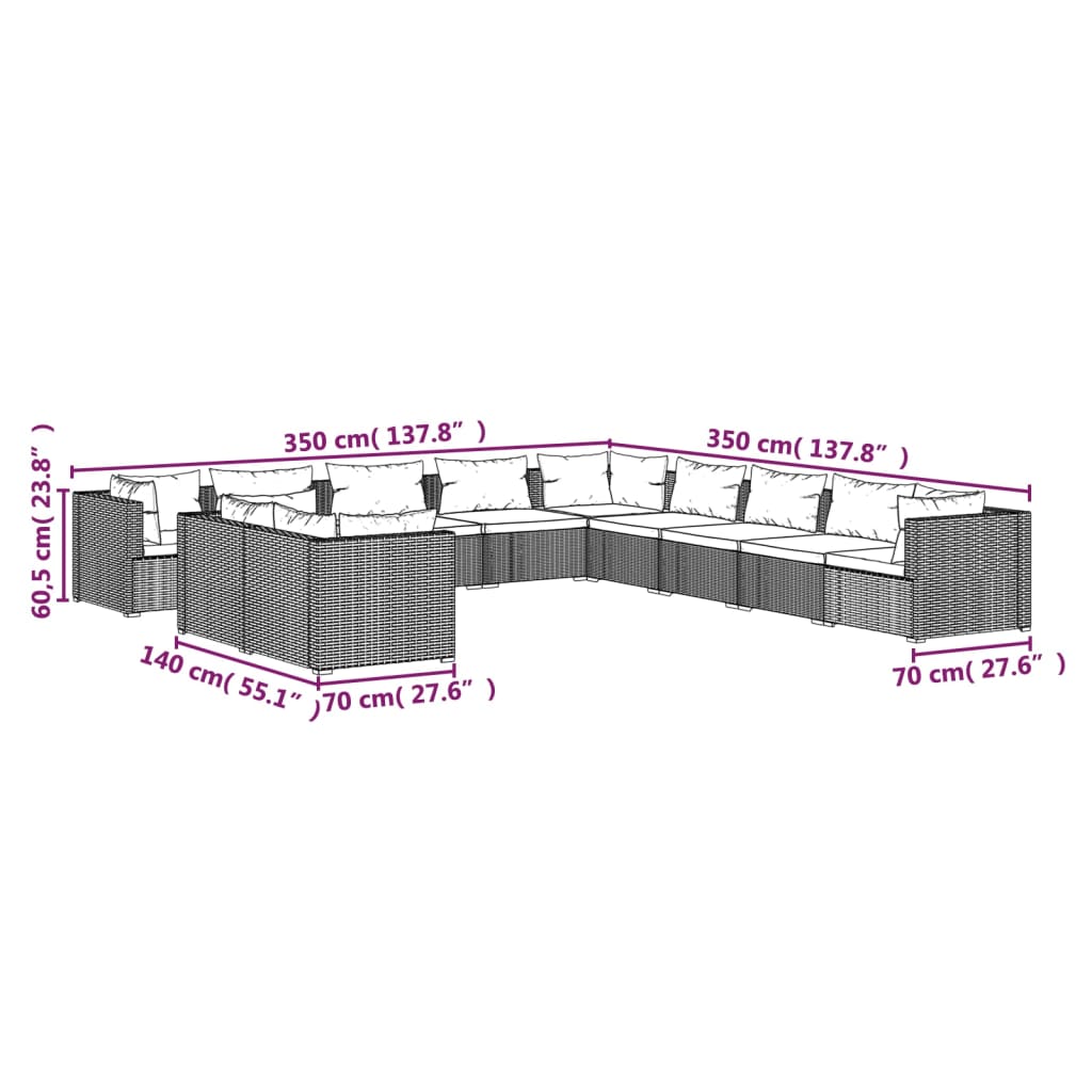 8720286992340_g_en_hd_3 vidaXL 11 Piece Garden Lounge Set with Cushions Brown Poly Rattan - Image 5