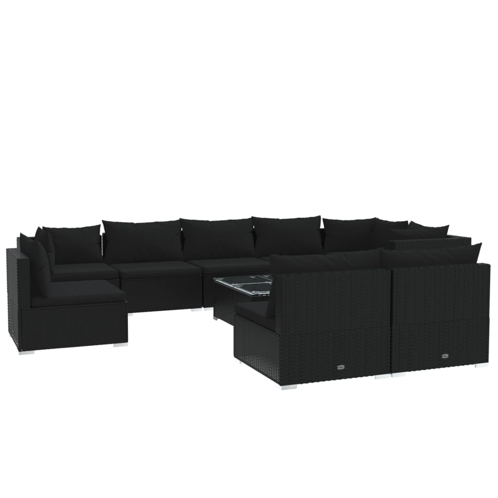 8720286992722_a_en_hd_1 vidaXL 10 Piece Garden Lounge Set with Cushions Poly Rattan Black - Image 2