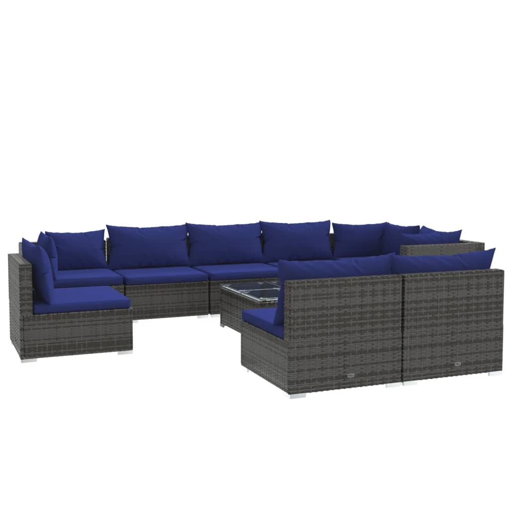 8720286992784_a_en_hd_1 vidaXL 10 Piece Garden Lounge Set with Cushions Poly Rattan Grey - Image 2