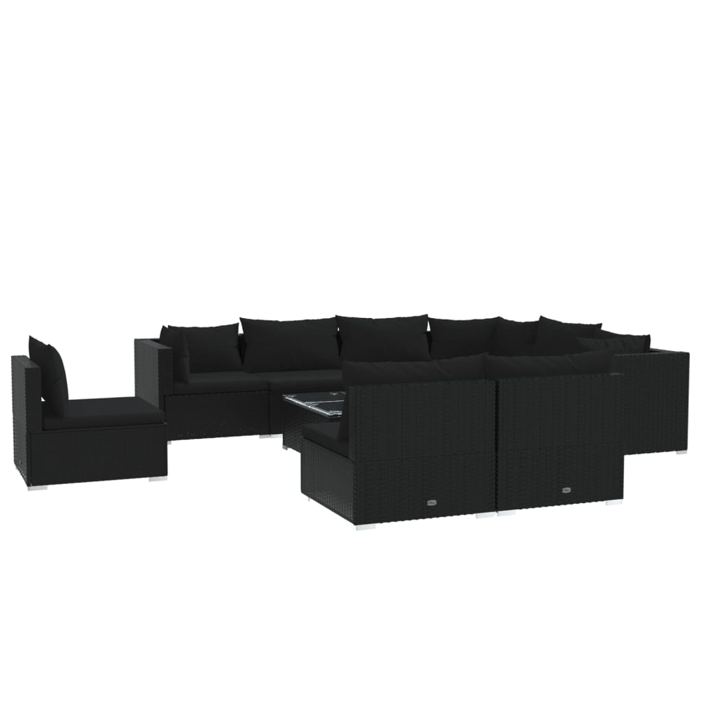 8720286992883_a_en_hd_1 vidaXL 10 Piece Garden Lounge Set with Cushions Poly Rattan Black - Image 2