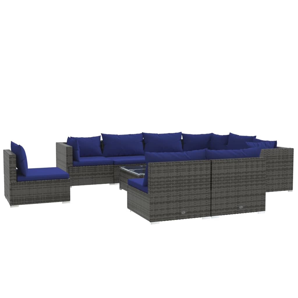 8720286992944_a_en_hd_1 vidaXL 10 Piece Garden Lounge Set with Cushions Poly Rattan Grey - Image 2