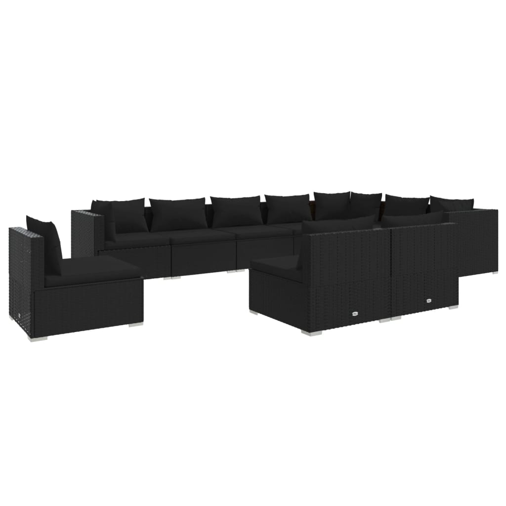 8720286992968_a_en_hd_1 vidaXL 10 Piece Garden Lounge Set with Cushions Poly Rattan Black - Image 2