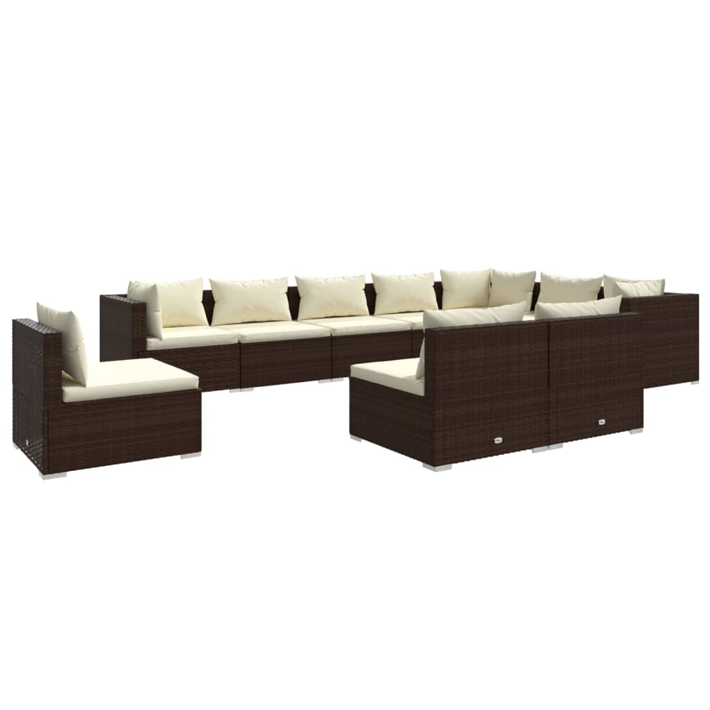 8720286992982_a_en_hd_1 vidaXL 10 Piece Garden Lounge Set with Cushions Poly Rattan Brown - Image 2