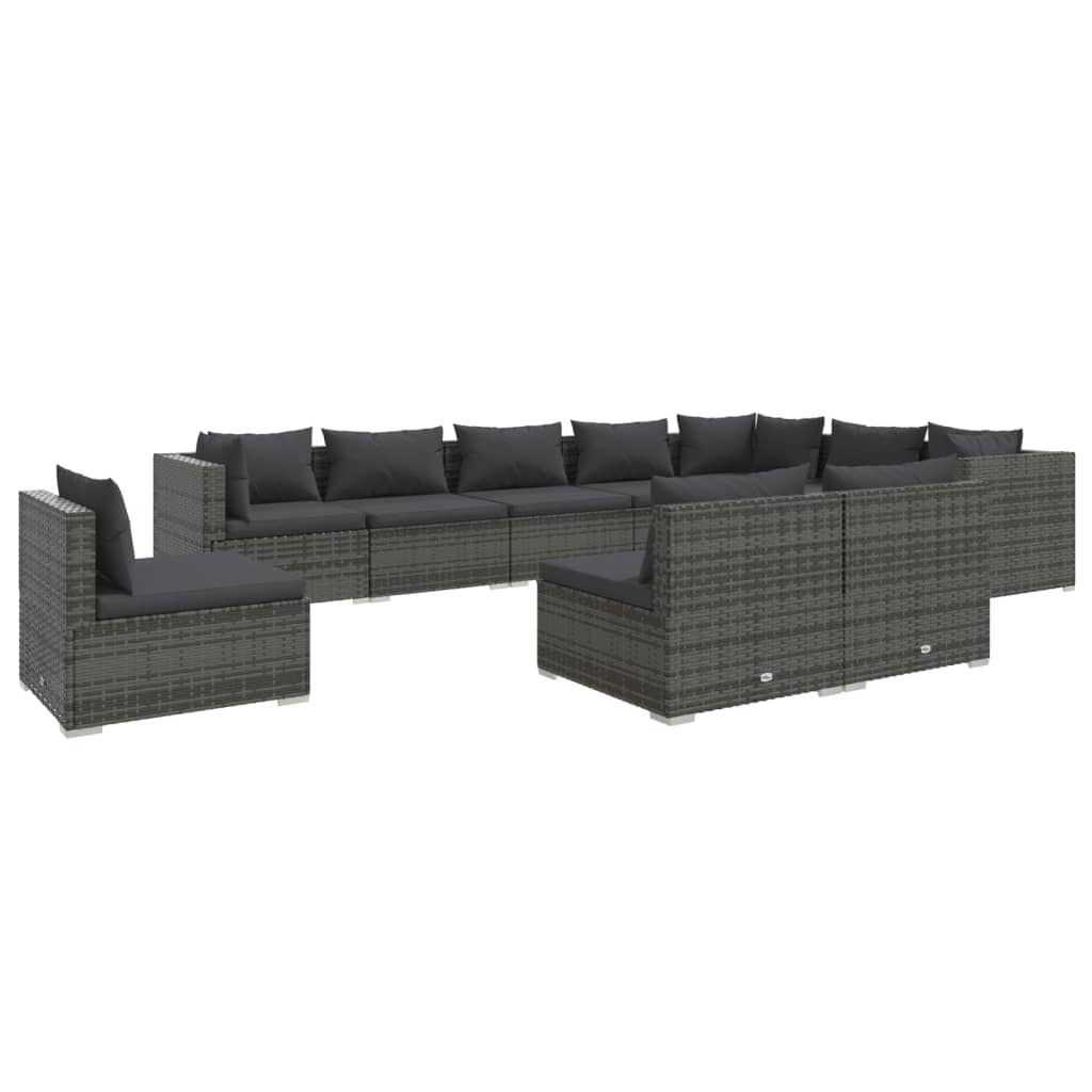 8720286993019_a_en_hd_1 vidaXL 10 Piece Garden Lounge Set with Cushions Poly Rattan Grey - Image 2