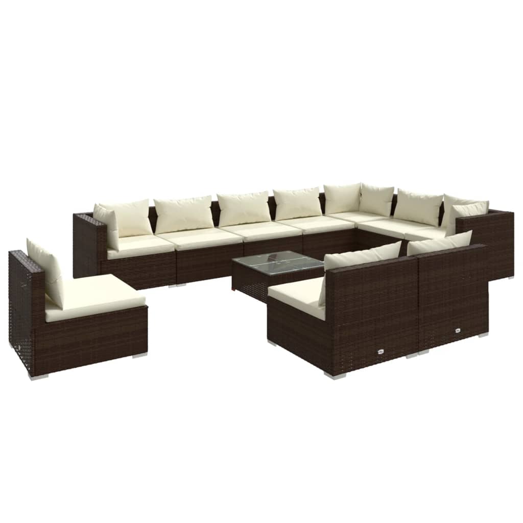 8720286993064_a_en_hd_1 vidaXL 11 Piece Garden Lounge Set with Cushions Poly Rattan Brown - Image 2