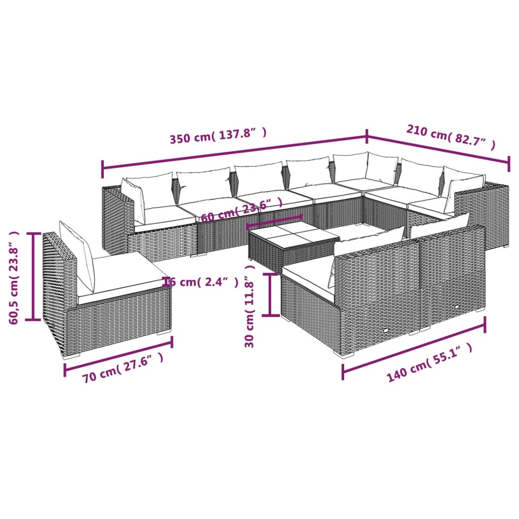 8720286993064_g_en_hd_4 vidaXL 11 Piece Garden Lounge Set with Cushions Poly Rattan Brown - Image 6