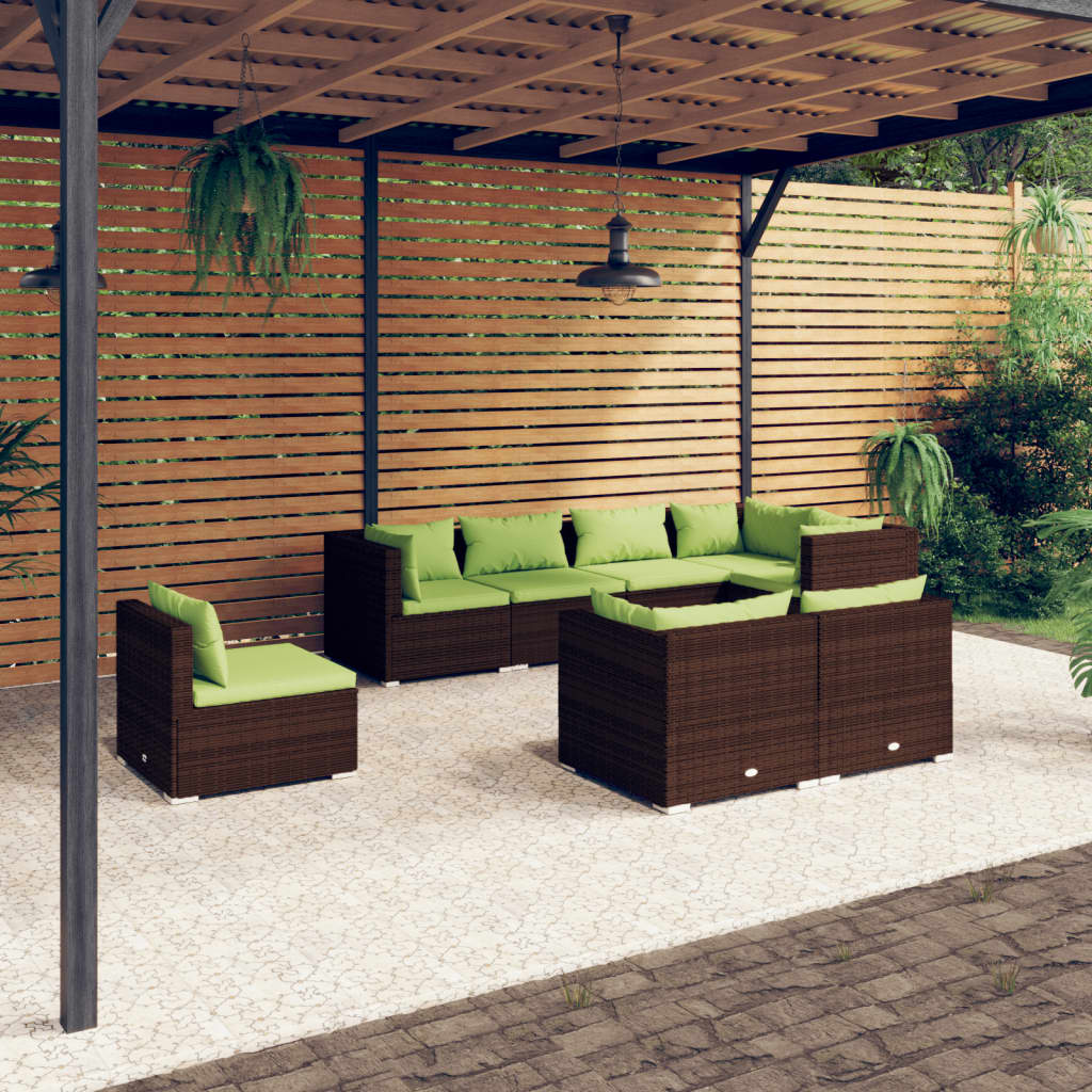 8720286993163_m_en_hd_1 vidaXL 8 Piece Garden Lounge Set with Cushions Poly Rattan Brown - Image 1