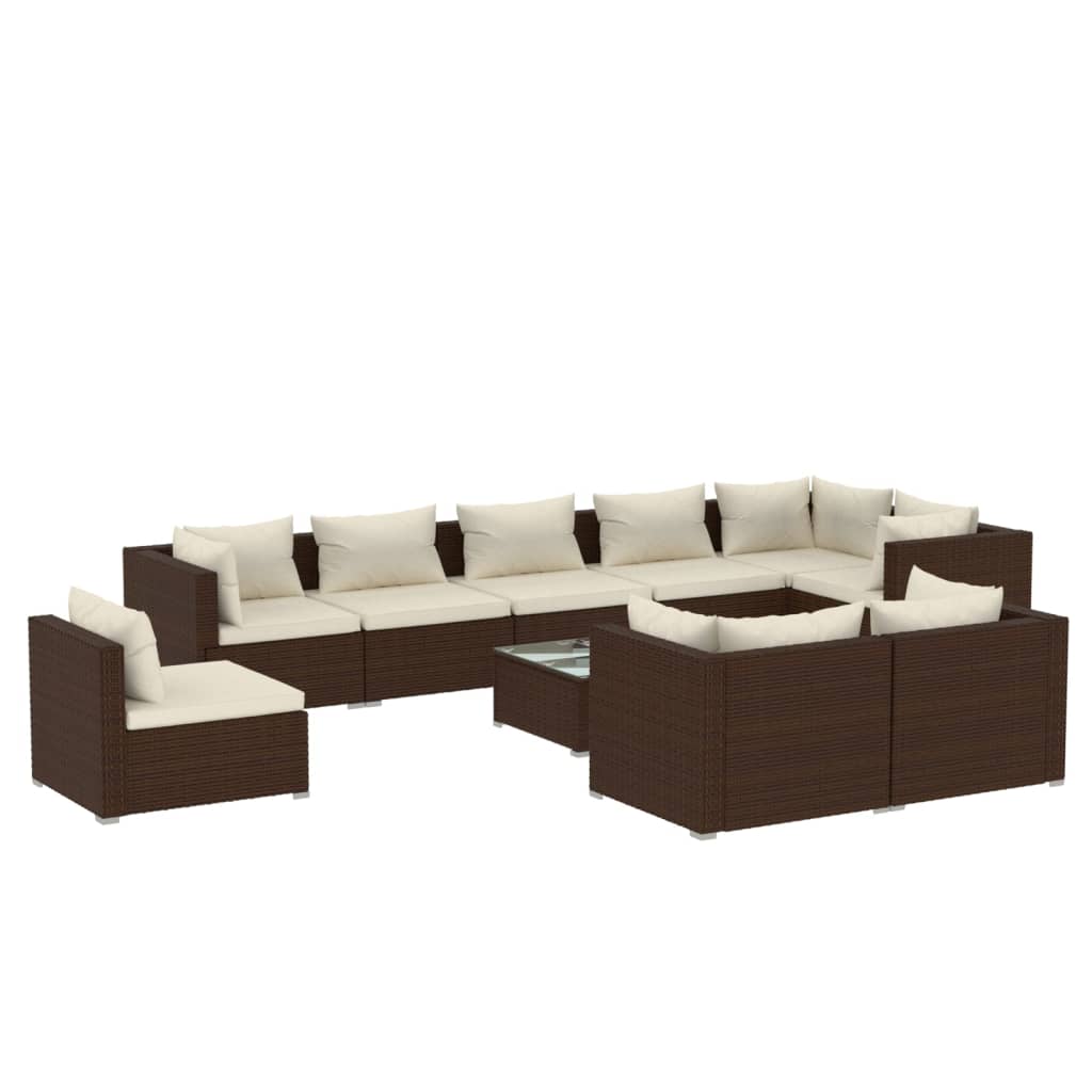 8720286993385_a_en_hd_1 vidaXL 10 Piece Garden Lounge Set with Cushions Poly Rattan Brown - Image 2