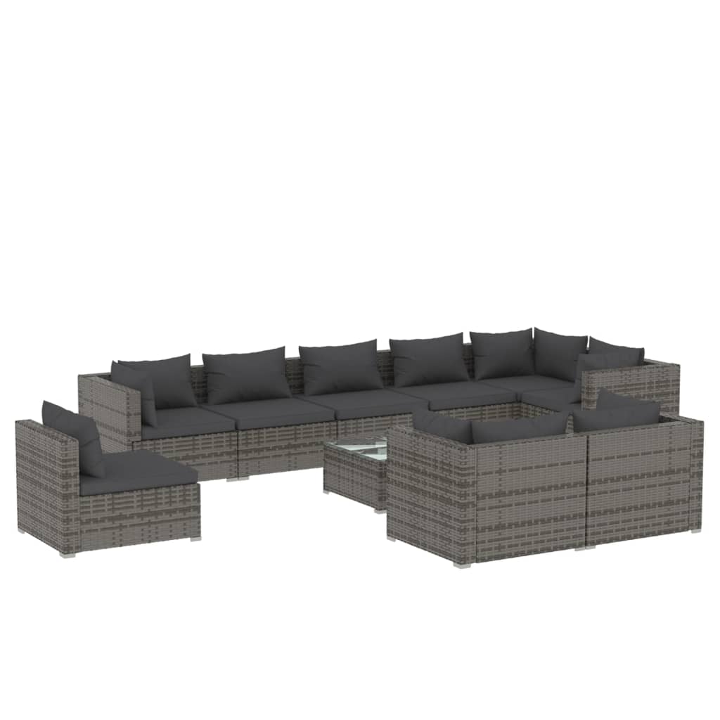 8720286993415_a_en_hd_1 vidaXL 10 Piece Garden Lounge Set with Cushions Poly Rattan Grey - Image 2