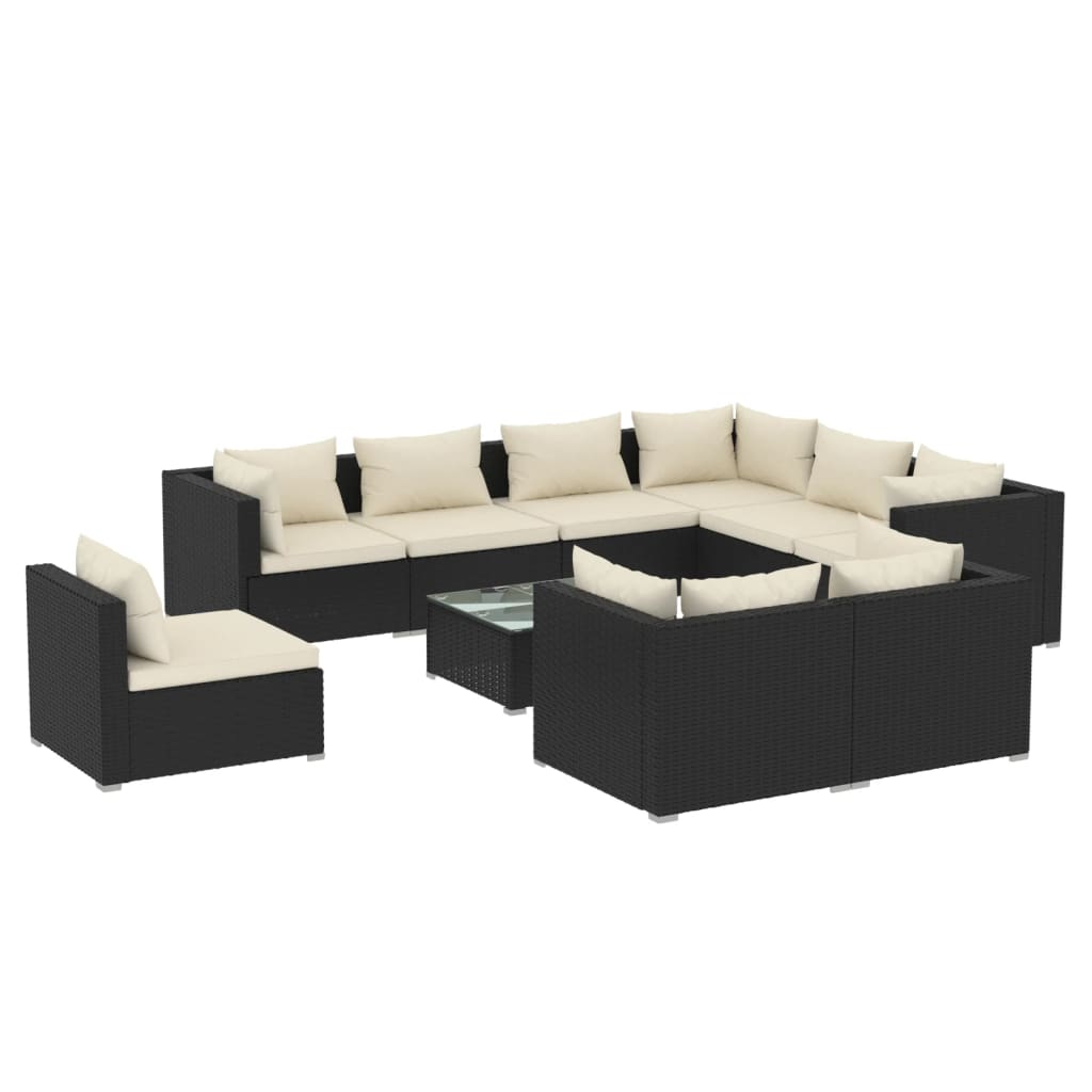 8720286993514_a_en_hd_1 vidaXL 10 Piece Garden Lounge Set with Cushions Poly Rattan Black - Image 2