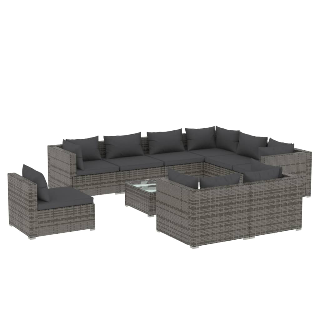 8720286993576_a_en_hd_1 vidaXL 10 Piece Garden Lounge Set with Cushions Poly Rattan Grey - Image 2