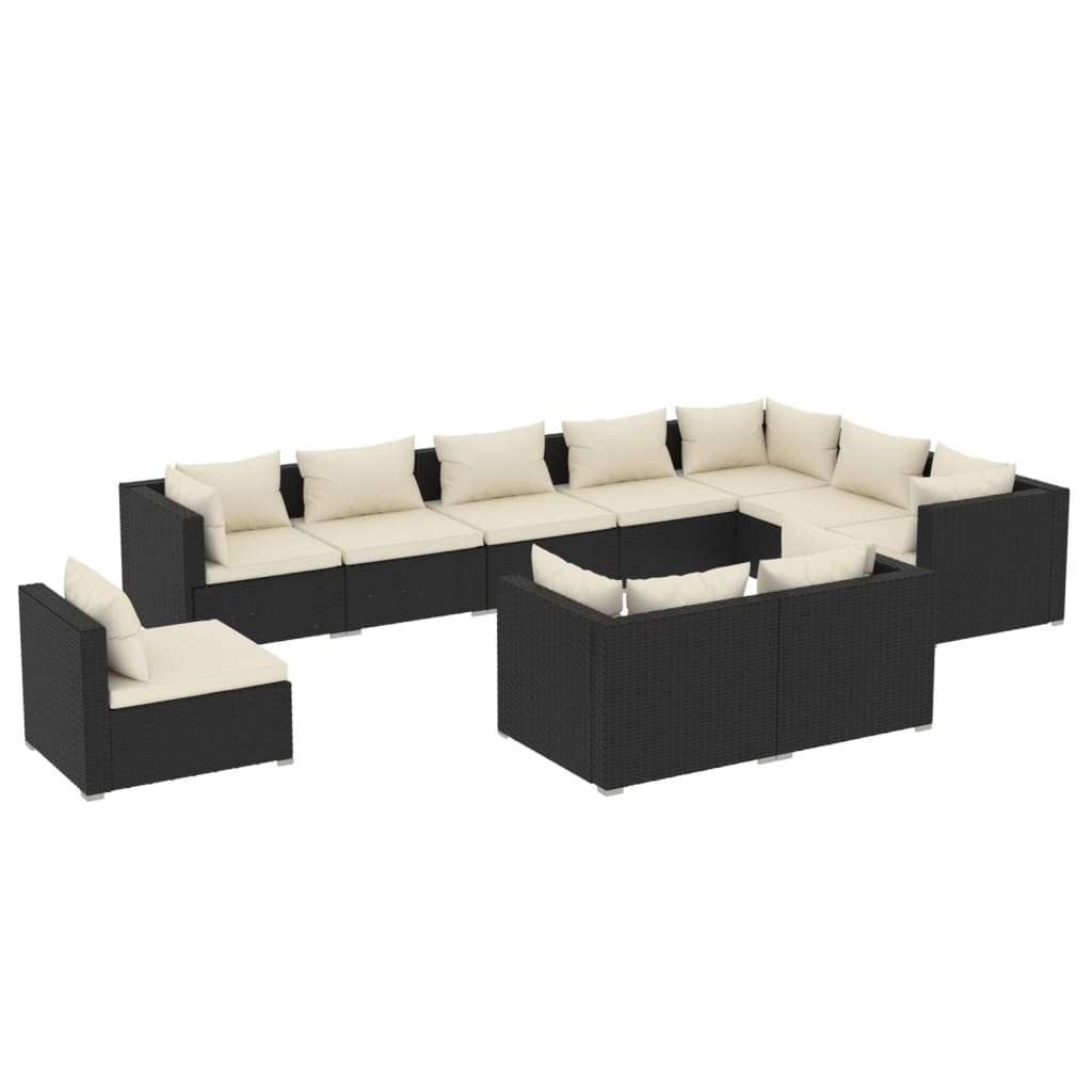 8720286993590_a_en_hd_1 vidaXL 10 Piece Garden Lounge Set with Cushions Poly Rattan Black - Image 2