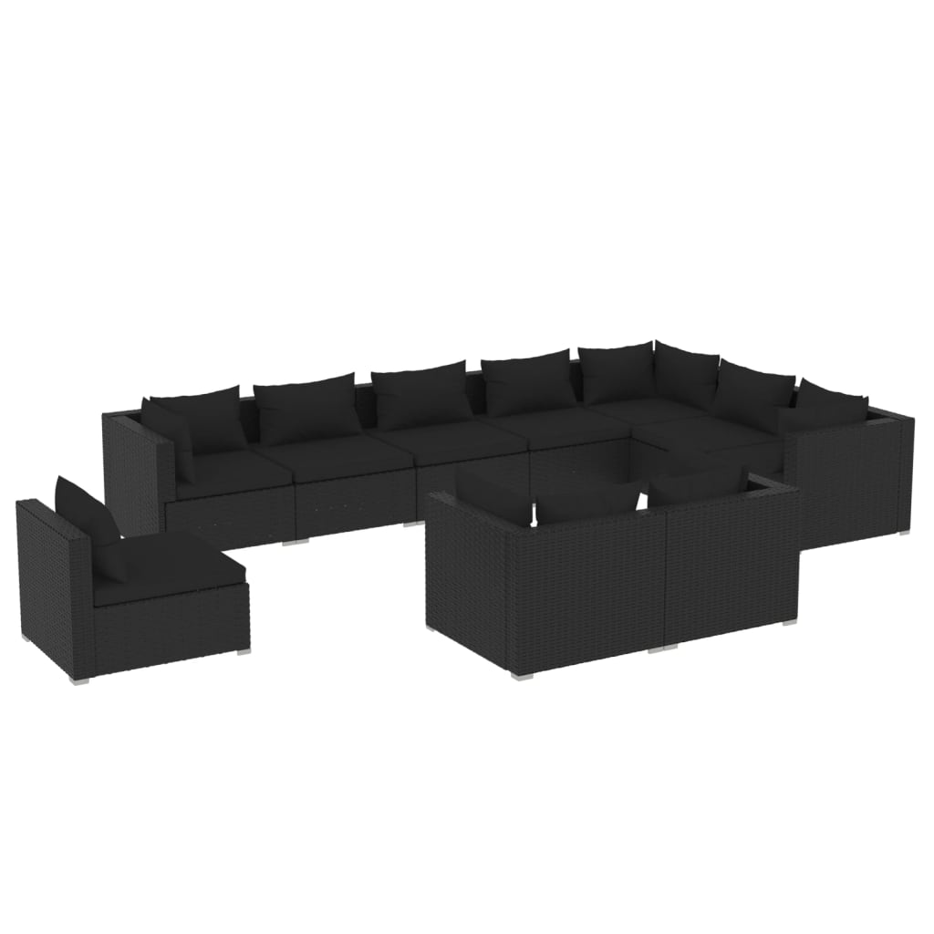 8720286993606_a_en_hd_1 vidaXL 10 Piece Garden Lounge Set with Cushions Poly Rattan Black - Image 2