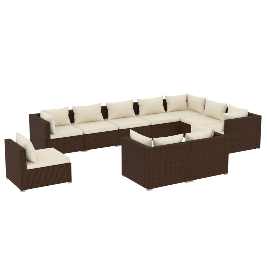8720286993620_a_en_hd_1 vidaXL 10 Piece Garden Lounge Set with Cushions Poly Rattan Brown - Image 2