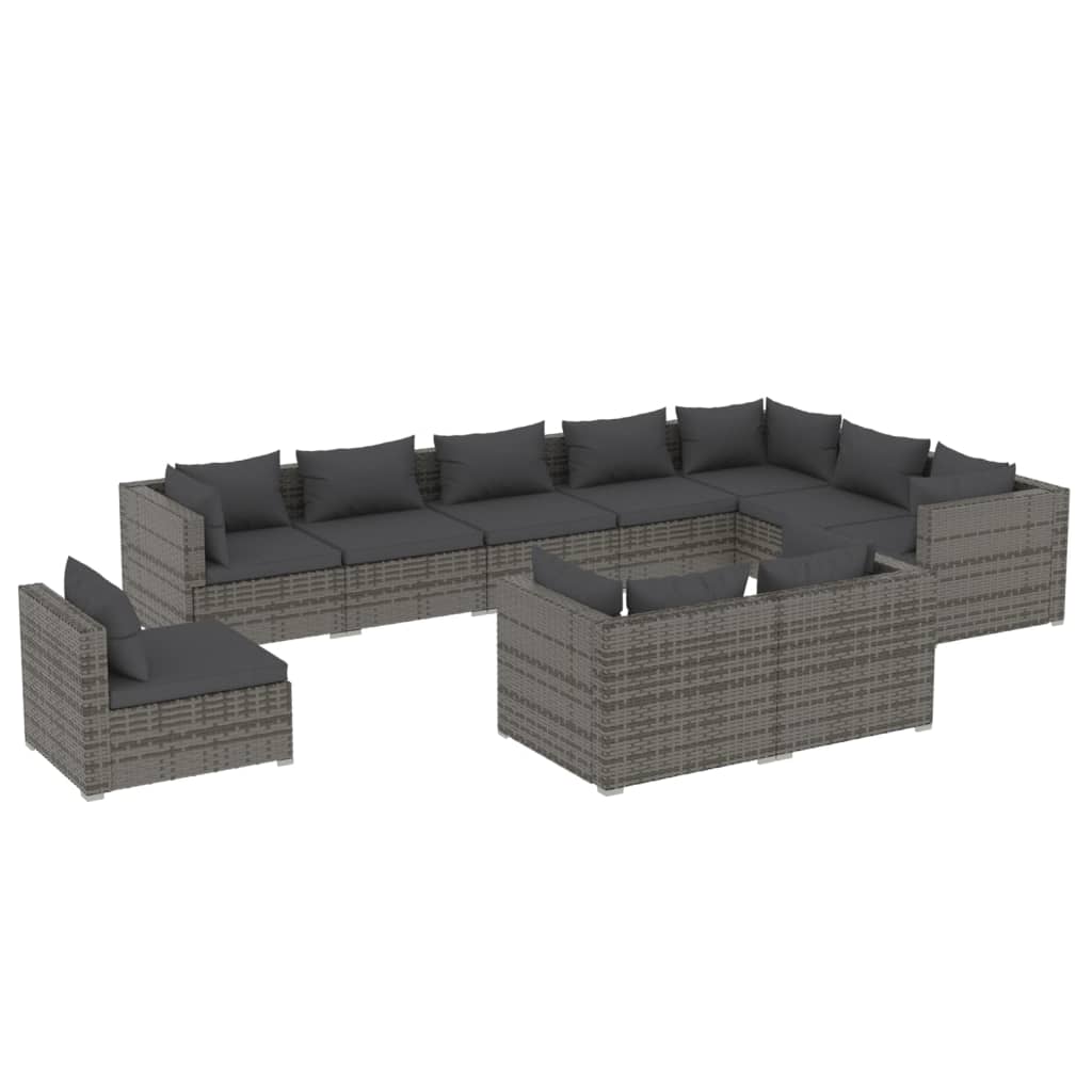 8720286993651_a_en_hd_1 vidaXL 10 Piece Garden Lounge Set with Cushions Poly Rattan Grey - Image 2