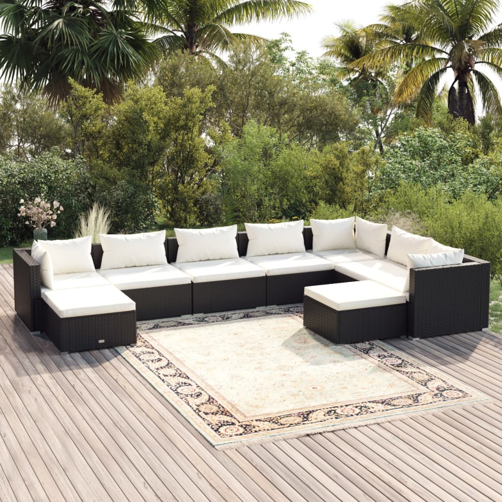 8720286993750_m_en_hd_1 vidaXL 9 Piece Garden Lounge Set with Cushions Poly Rattan Black - Image 1