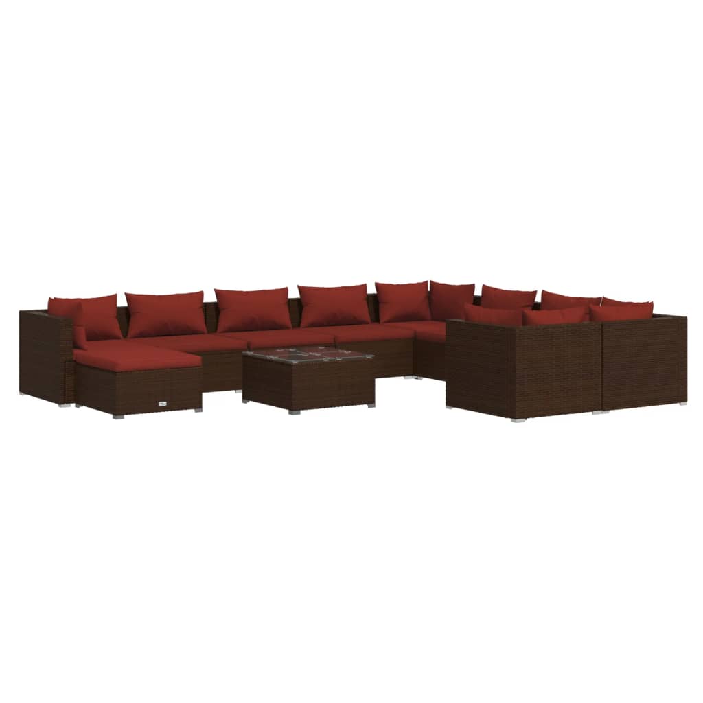 8720286993958_a_en_hd_1 vidaXL 11 Piece Garden Lounge Set with Cushions Poly Rattan Brown - Image 2