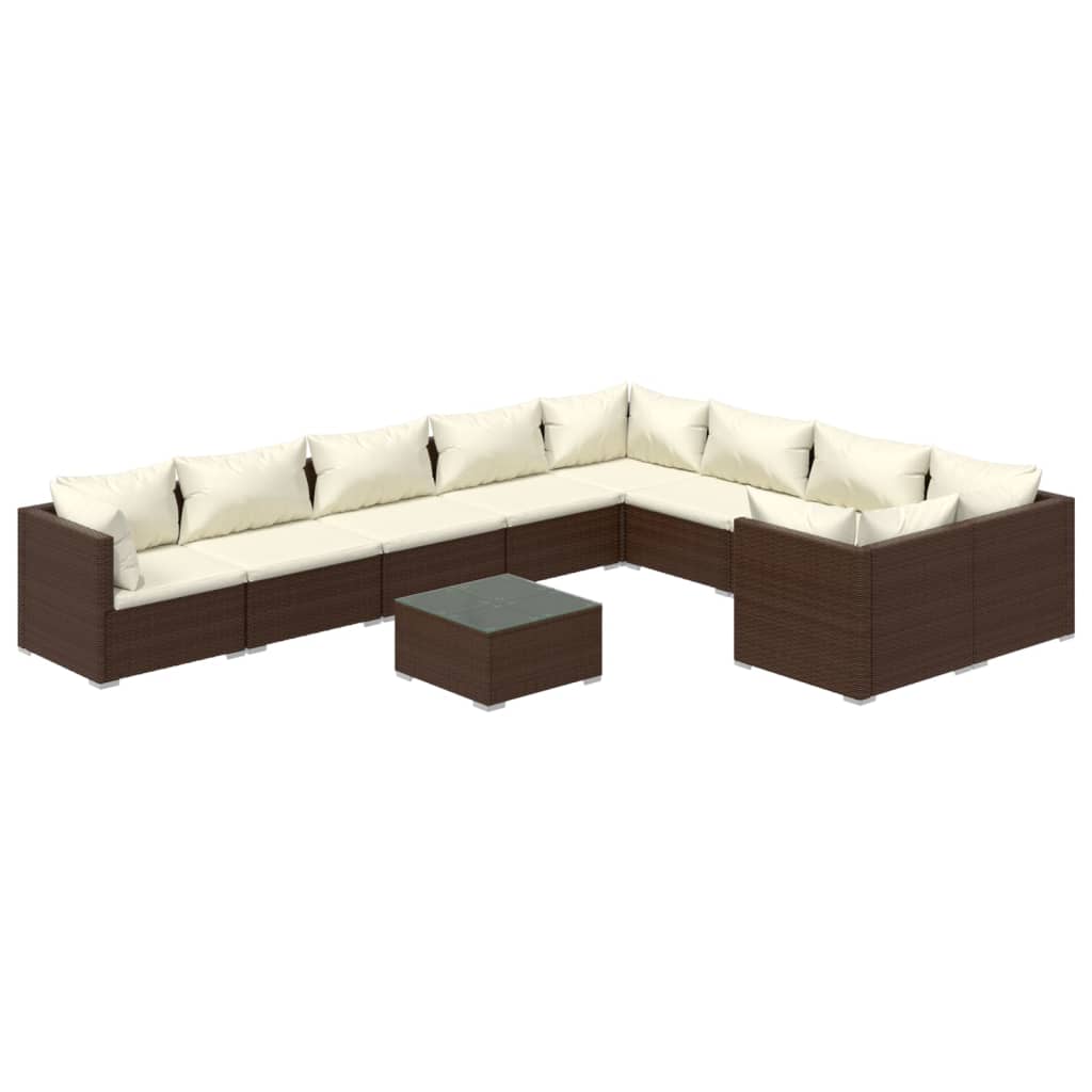 8720286994740_a_en_hd_1 vidaXL 10 Piece Garden Lounge Set with Cushions Poly Rattan Brown - Image 2
