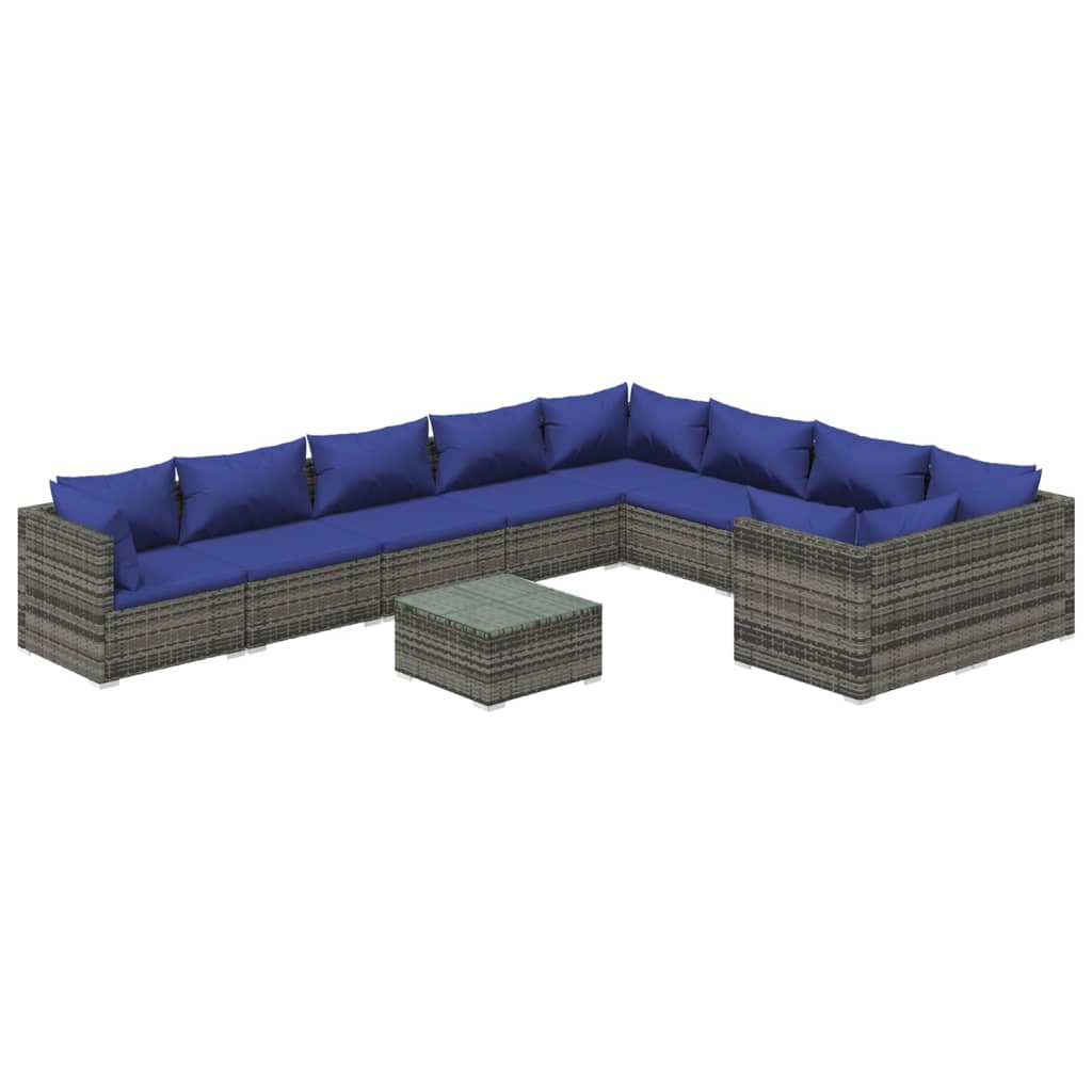 8720286994788_a_en_hd_1 vidaXL 10 Piece Garden Lounge Set with Cushions Poly Rattan Grey - Image 2