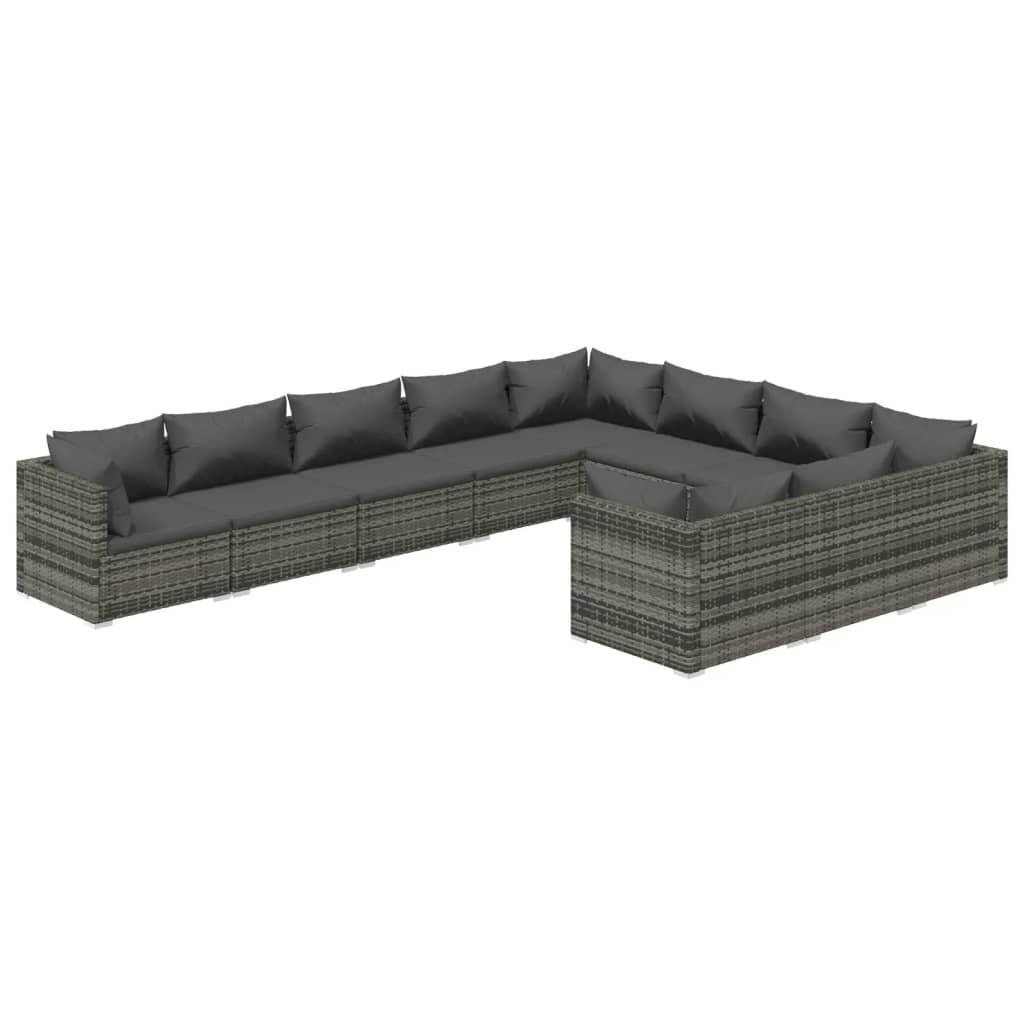 8720286994856_a_en_hd_1 vidaXL 10 Piece Garden Lounge Set with Cushions Poly Rattan Grey - Image 2