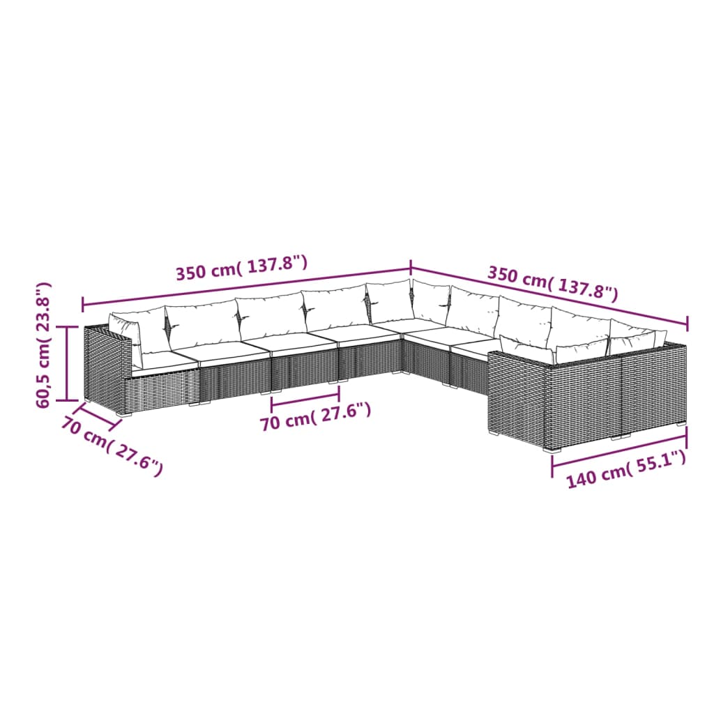 8720286994993_g_en_hd_5 vidaXL 10 Piece Garden Lounge Set with Cushions Poly Rattan Brown - Image 7