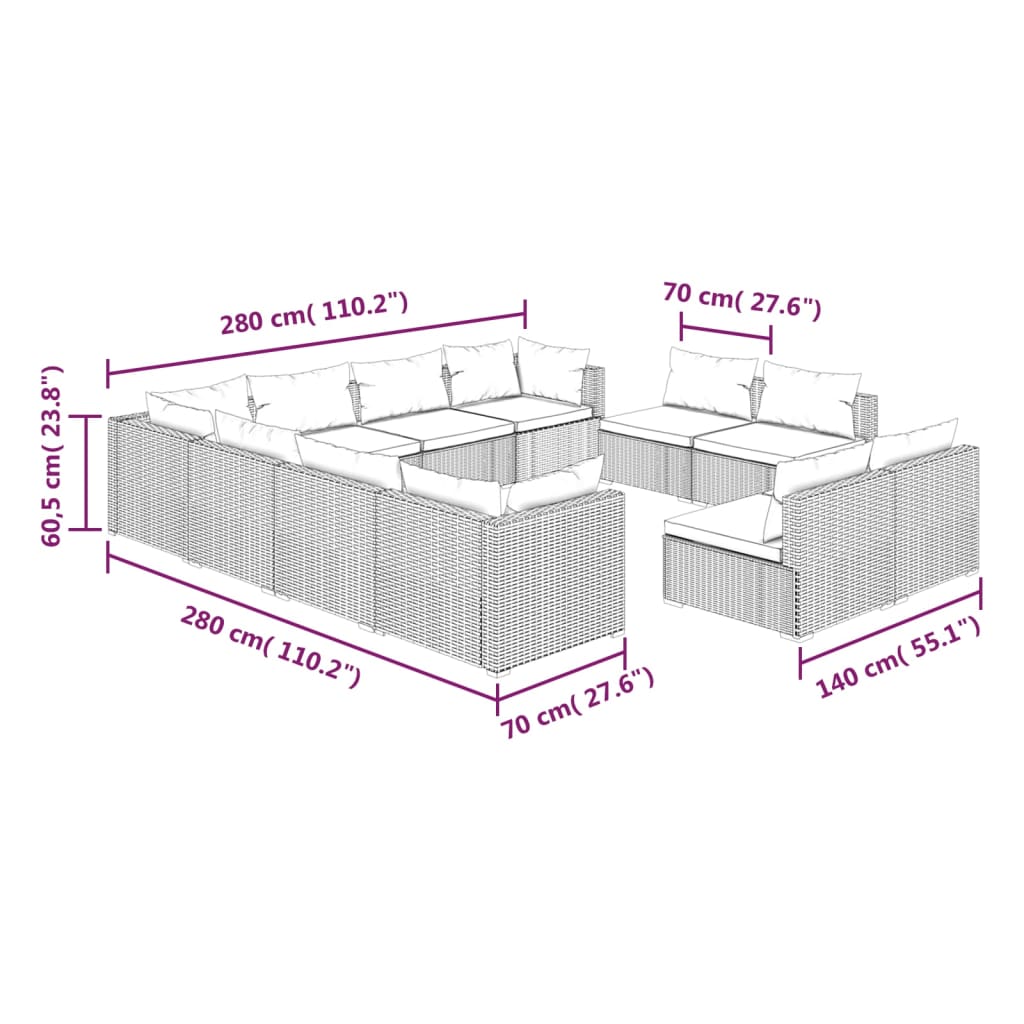 8720286995303_g_en_hd_5 vidaXL 11 Piece Garden Lounge Set with Cushions Brown Poly Rattan - Image 7