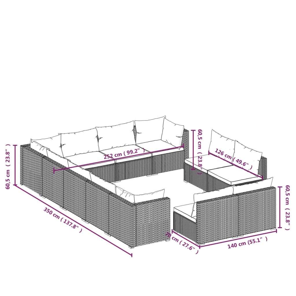 8720286995464_g_en_hd_5 vidaXL 12 Piece Garden Lounge Set with Cushions Brown Poly Rattan - Image 7