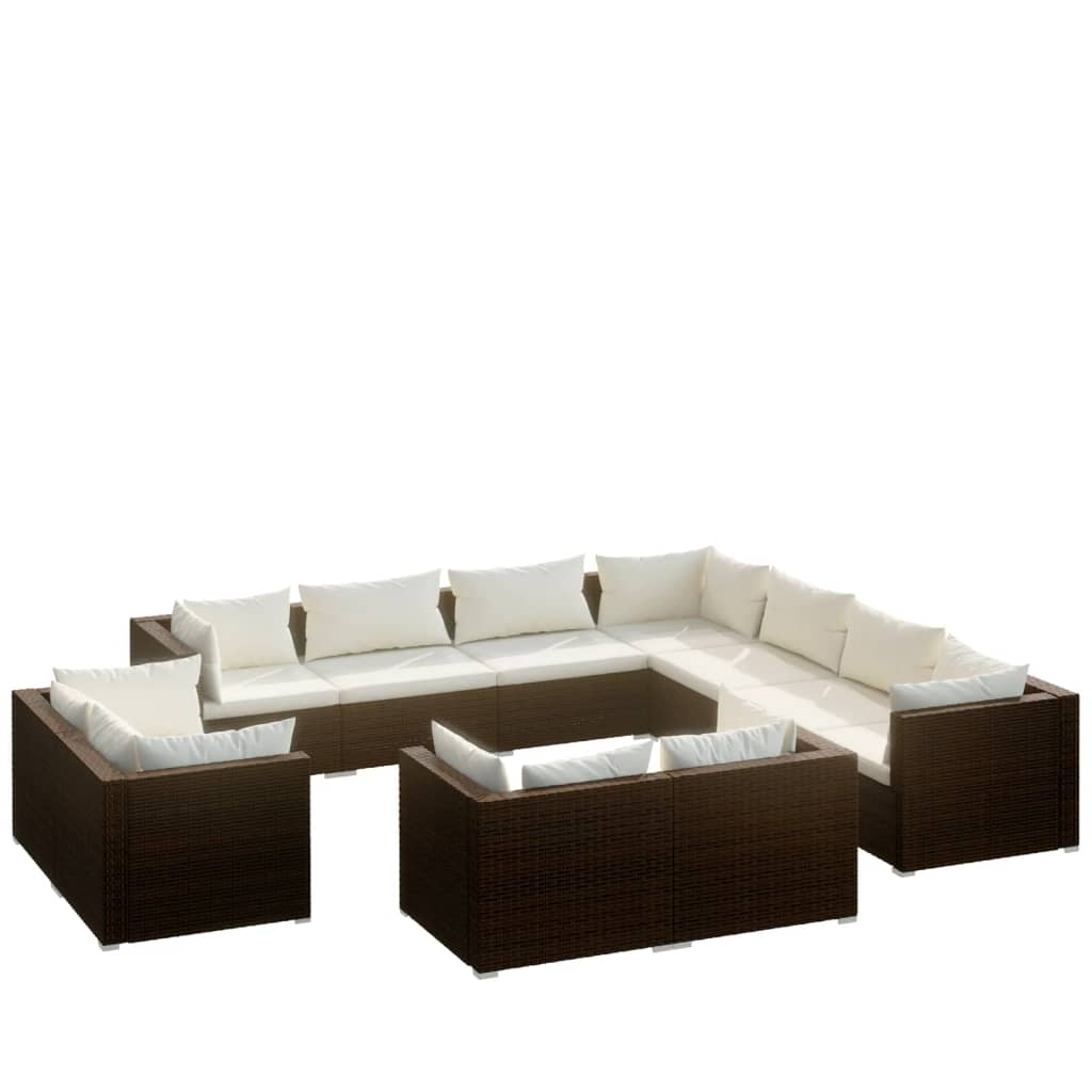 8720286995785_a_en_hd_1 vidaXL 11 Piece Garden Lounge Set with Cushions Brown Poly Rattan - Image 2