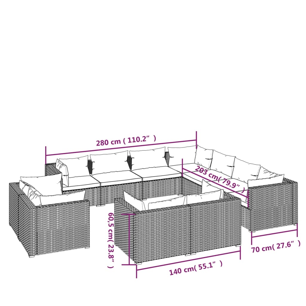 8720286995785_g_en_hd_5 vidaXL 11 Piece Garden Lounge Set with Cushions Brown Poly Rattan - Image 7