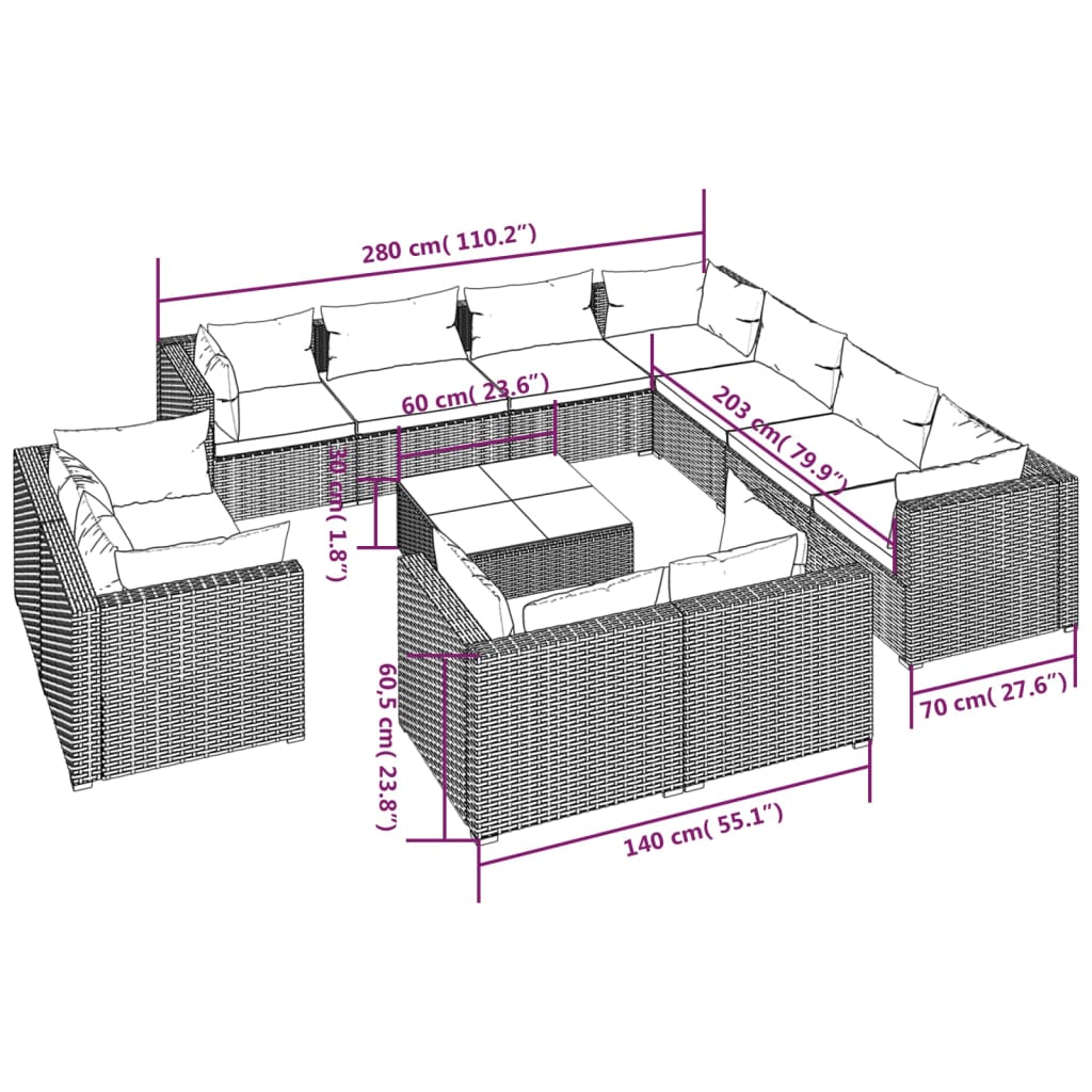 8720286995877_g_en_hd_7 vidaXL 12 Piece Garden Lounge Set with Cushions Brown Poly Rattan - Image 9