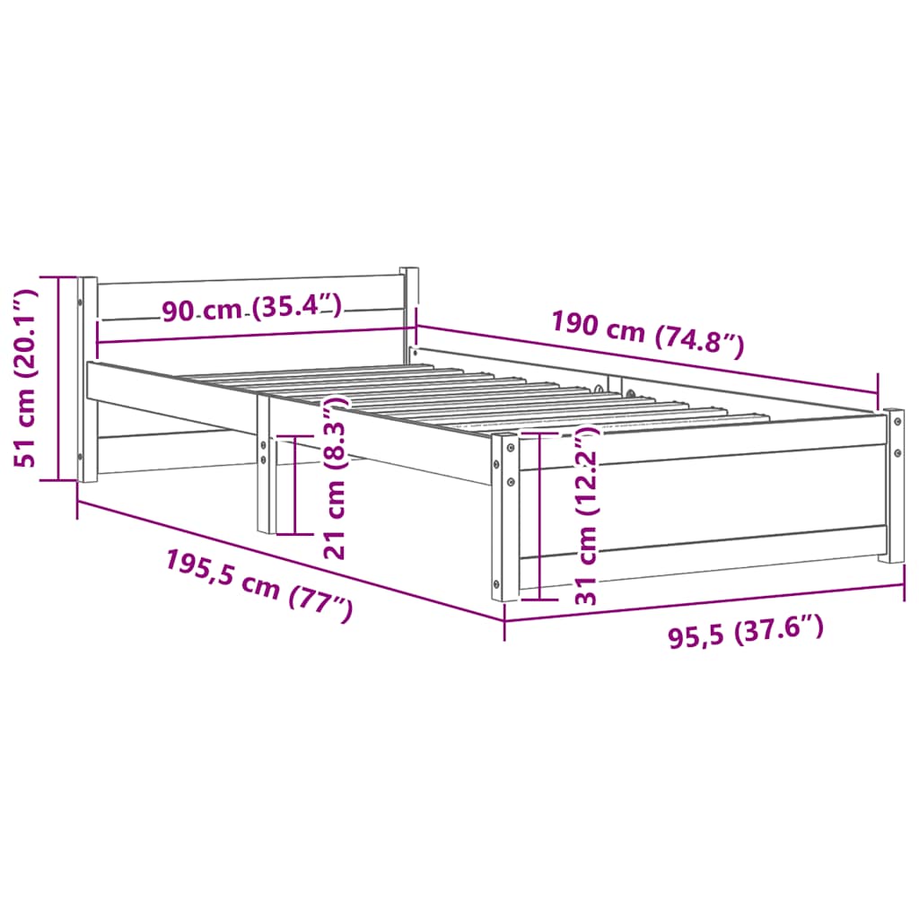 8720286999547_g_en_hd_7 vidaXL Bed Frame without Mattress Solid Wood 90x190 cm - Image 9