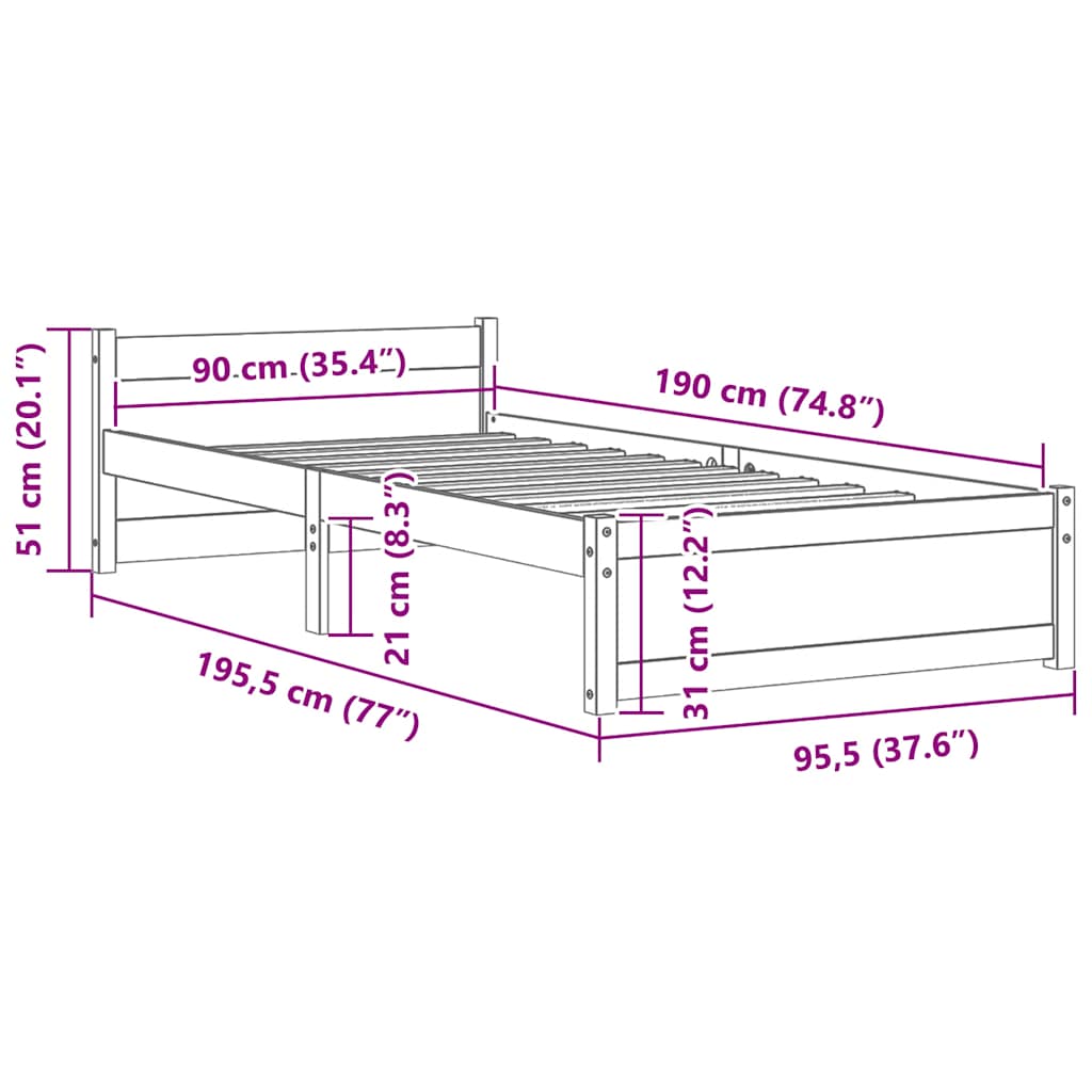 8720286999585_g_en_hd_7 vidaXL Bed Frame without Mattress Black Solid Wood 90x190 cm - Image 9
